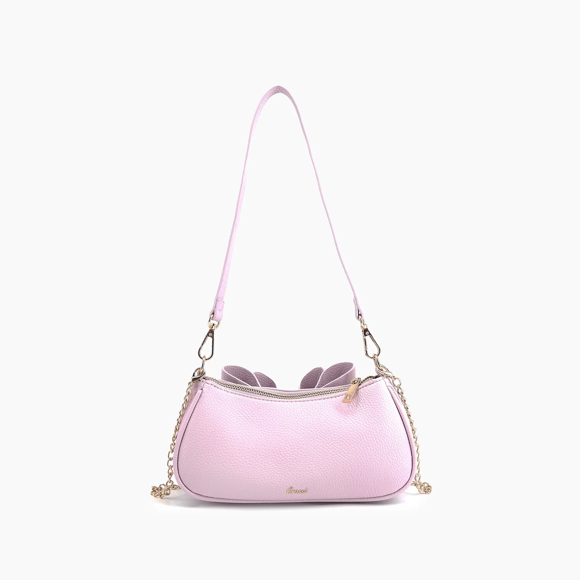 Mini Baguette Bow Pebble Shoulder Bag