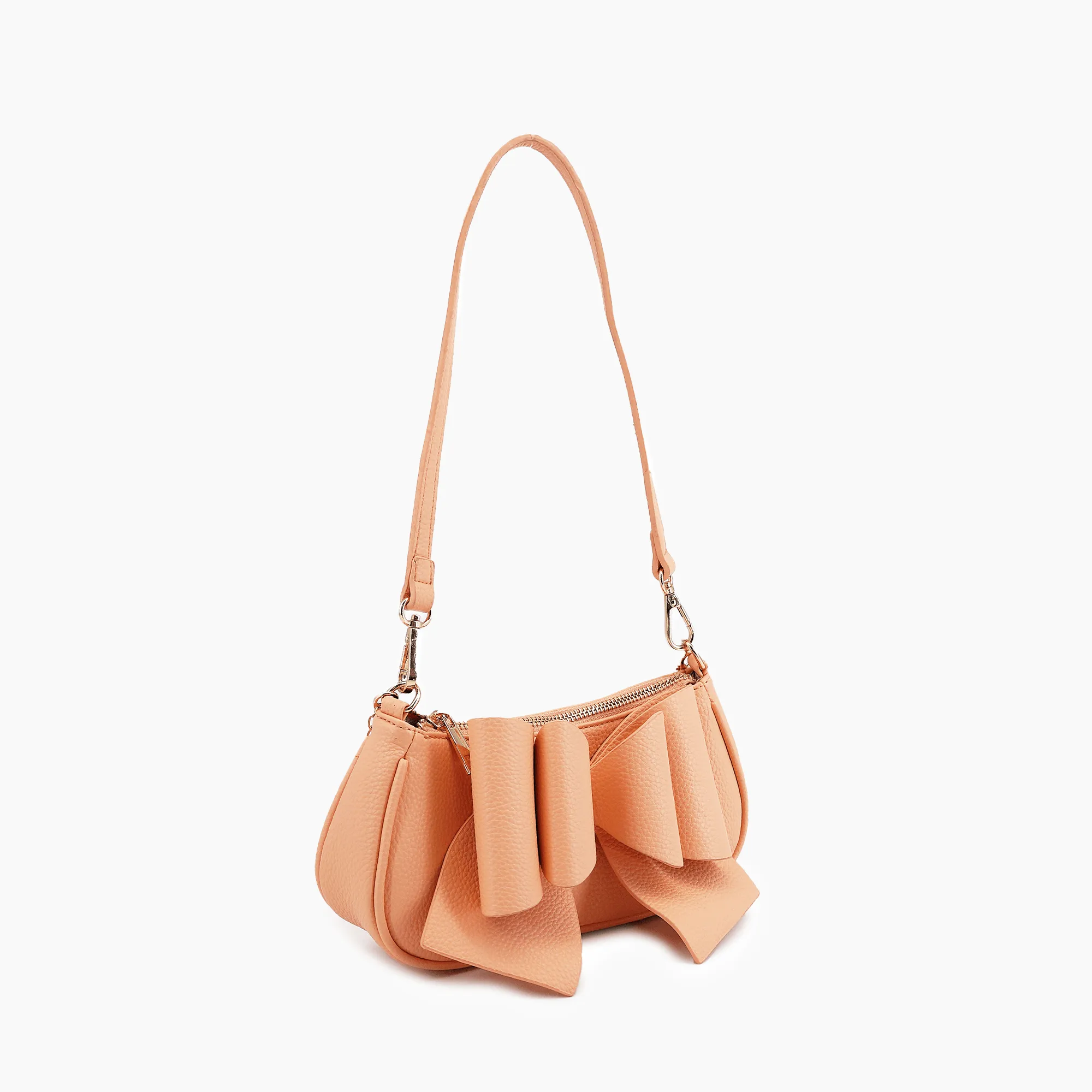 Mini Baguette Bow Pebble Shoulder Bag