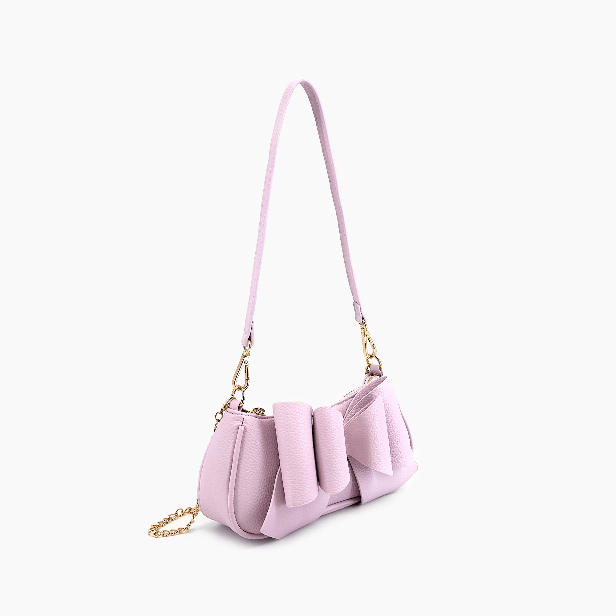 Mini Baguette Bow Pebble Shoulder Bag