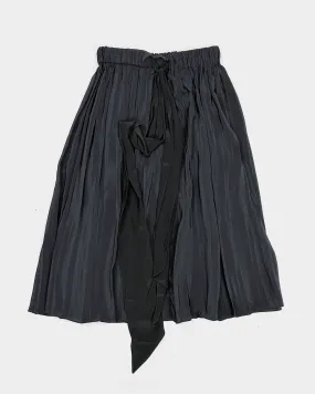 Miu Miu Pleated Black And Blue Silk Skirt 2000's