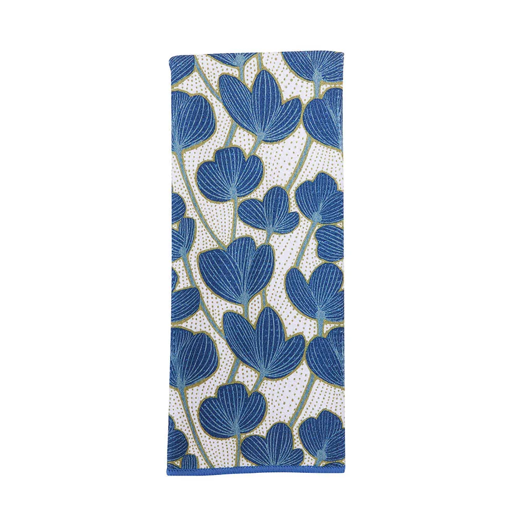 Modern Poppy Blue blu Kitchen Tea Towel-Double Side Printed