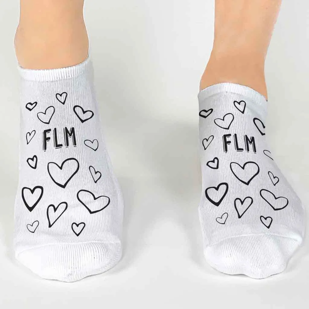 Monogrammed Socks with a Face and Heart Design