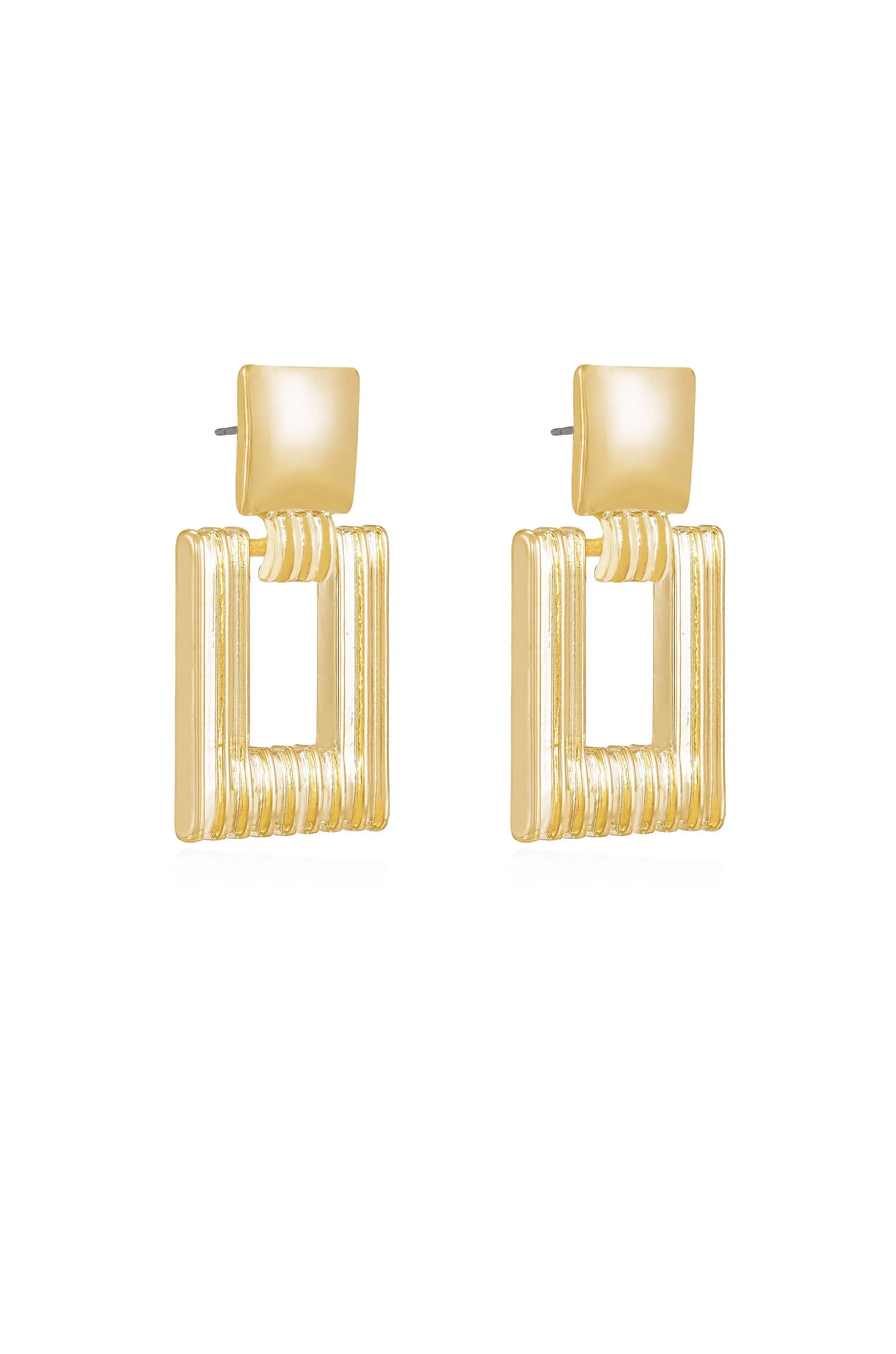 Moving Up Square Dangle 18k Gold Plated Earrings