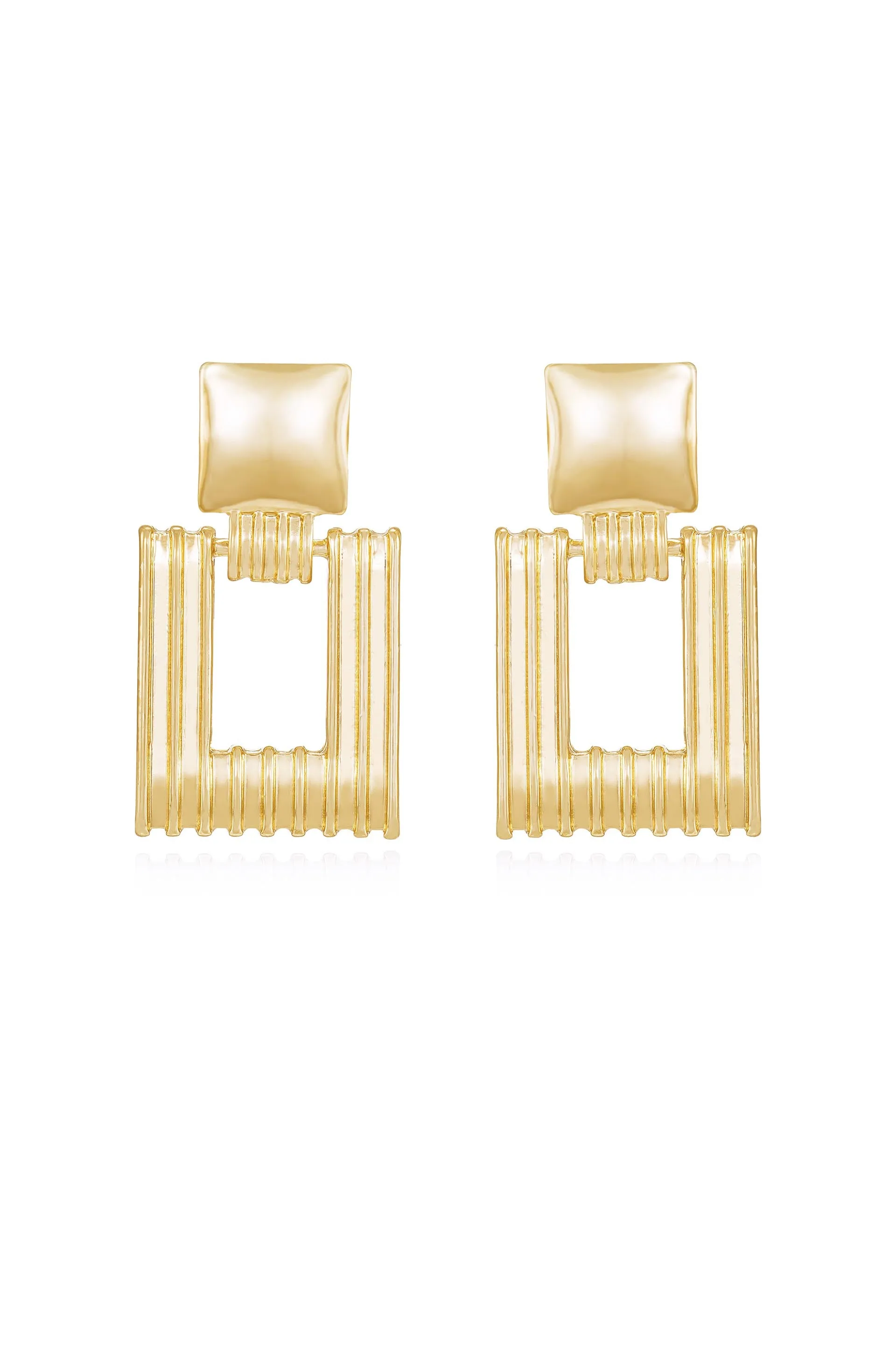 Moving Up Square Dangle 18k Gold Plated Earrings