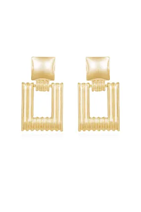 Moving Up Square Dangle 18k Gold Plated Earrings