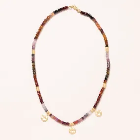 Multi Colored Garnet with Pierced Gold Pendants Necklace