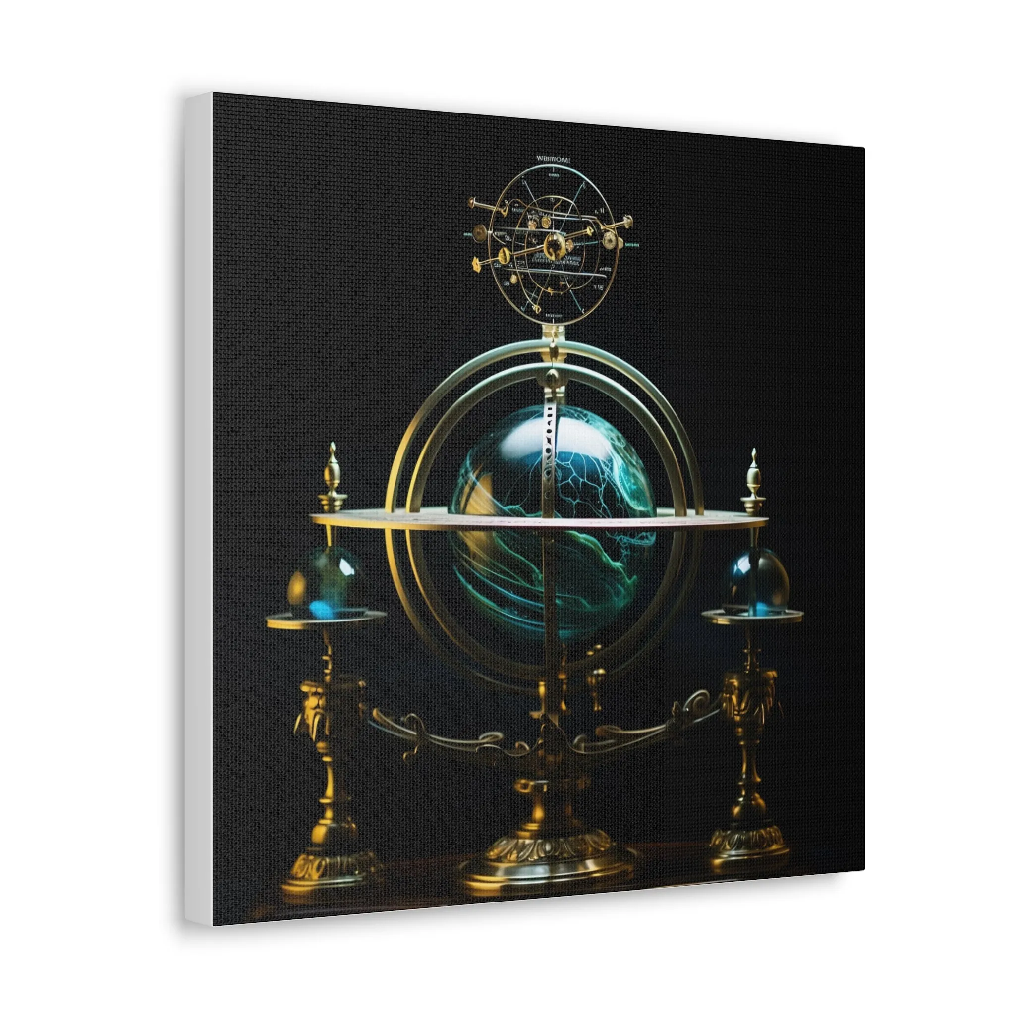 Mystical Globe Planetary Clock Wall Art Canvas Spiritual Decor