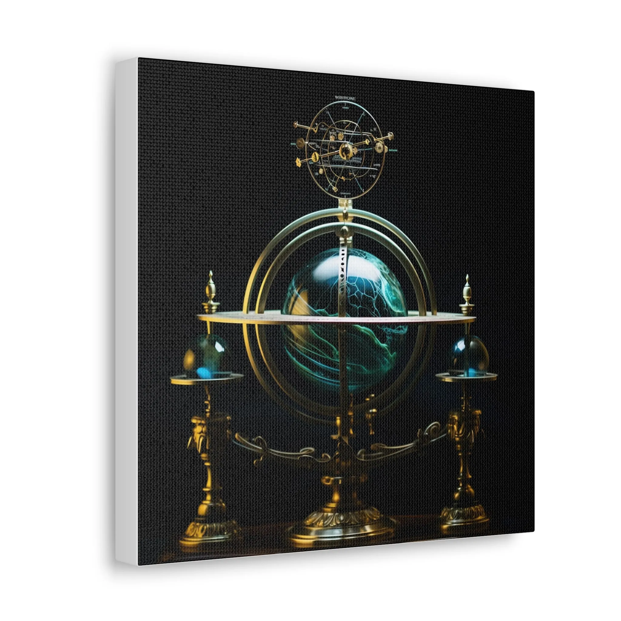 Mystical Globe Planetary Clock Wall Art Canvas Spiritual Decor