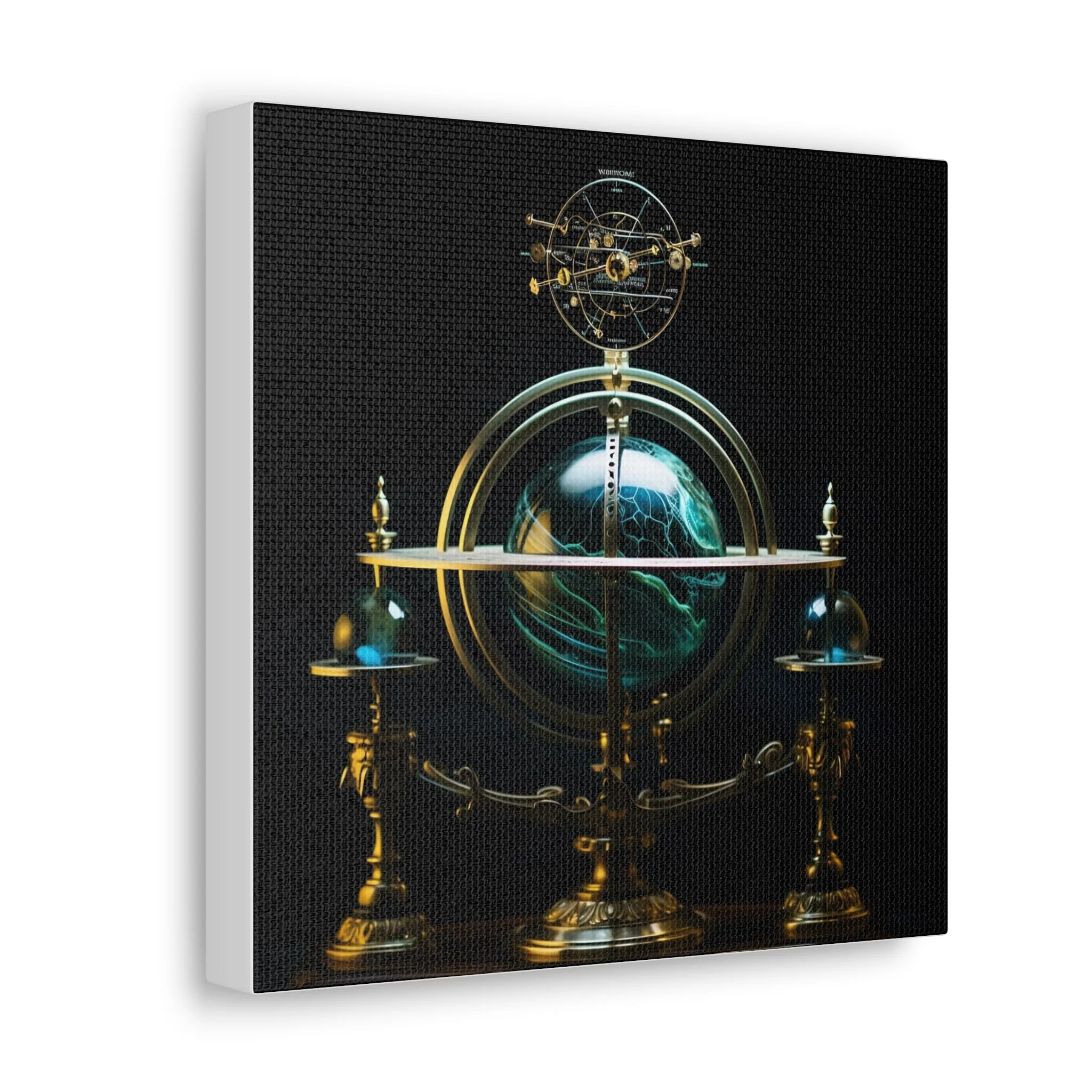 Mystical Globe Planetary Clock Wall Art Canvas Spiritual Decor