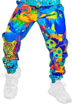 Neon Joggers Neon Blacklight Handmade Art Print Lion Jungle