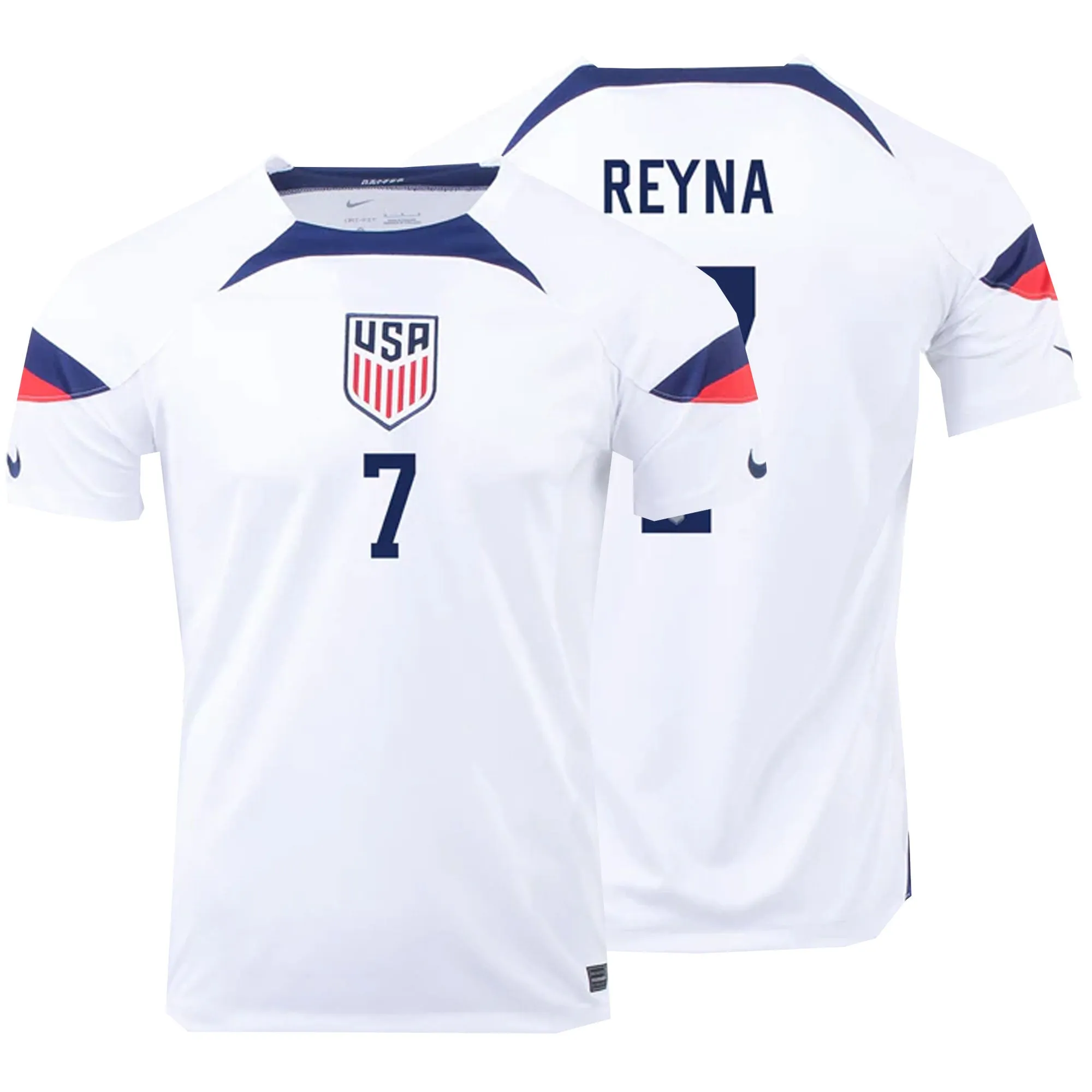 Nike Men's USA 2022/23 Home Jersey w/ Reyna #7 Printing