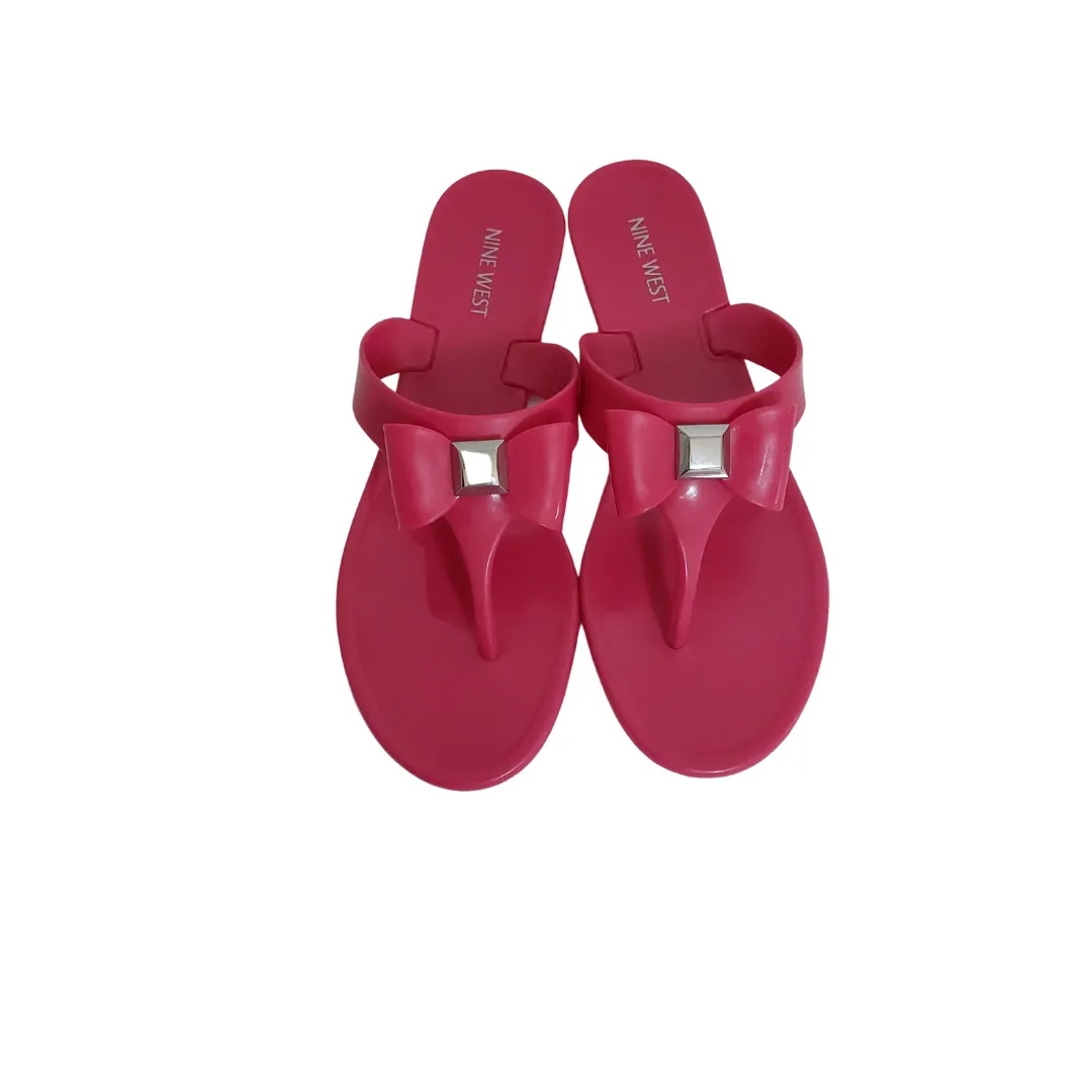 Nine West Pink 'Forgiveme' Jelly Thong Sandals | Like New |