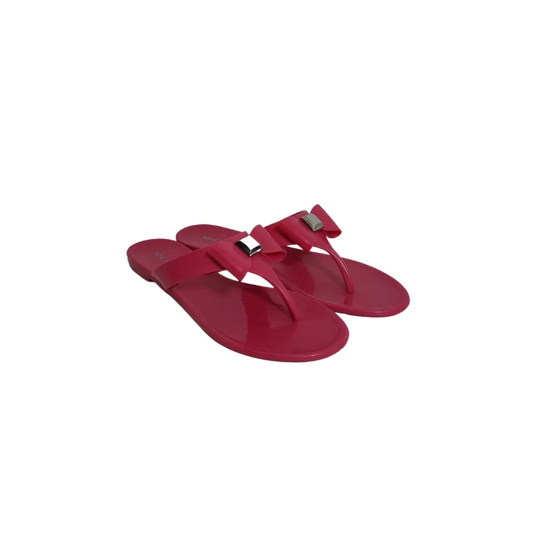 Nine West Pink 'Forgiveme' Jelly Thong Sandals | Like New |