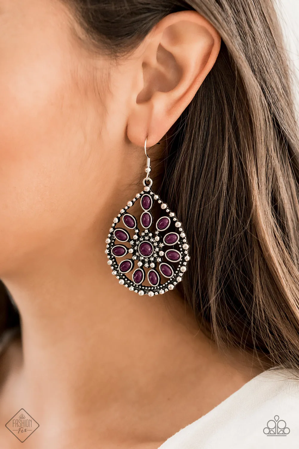 Paparazzi Accessories  - Free To Roam Fashion Fix Purple Earrings January 2020