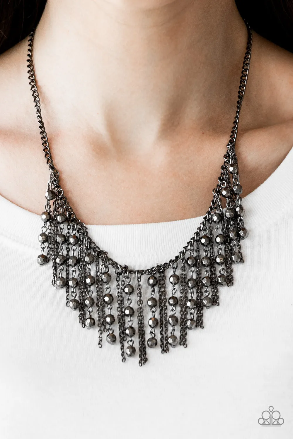 Paparazzi Necklace ~ Rebel Remix - Black Fringe Necklace