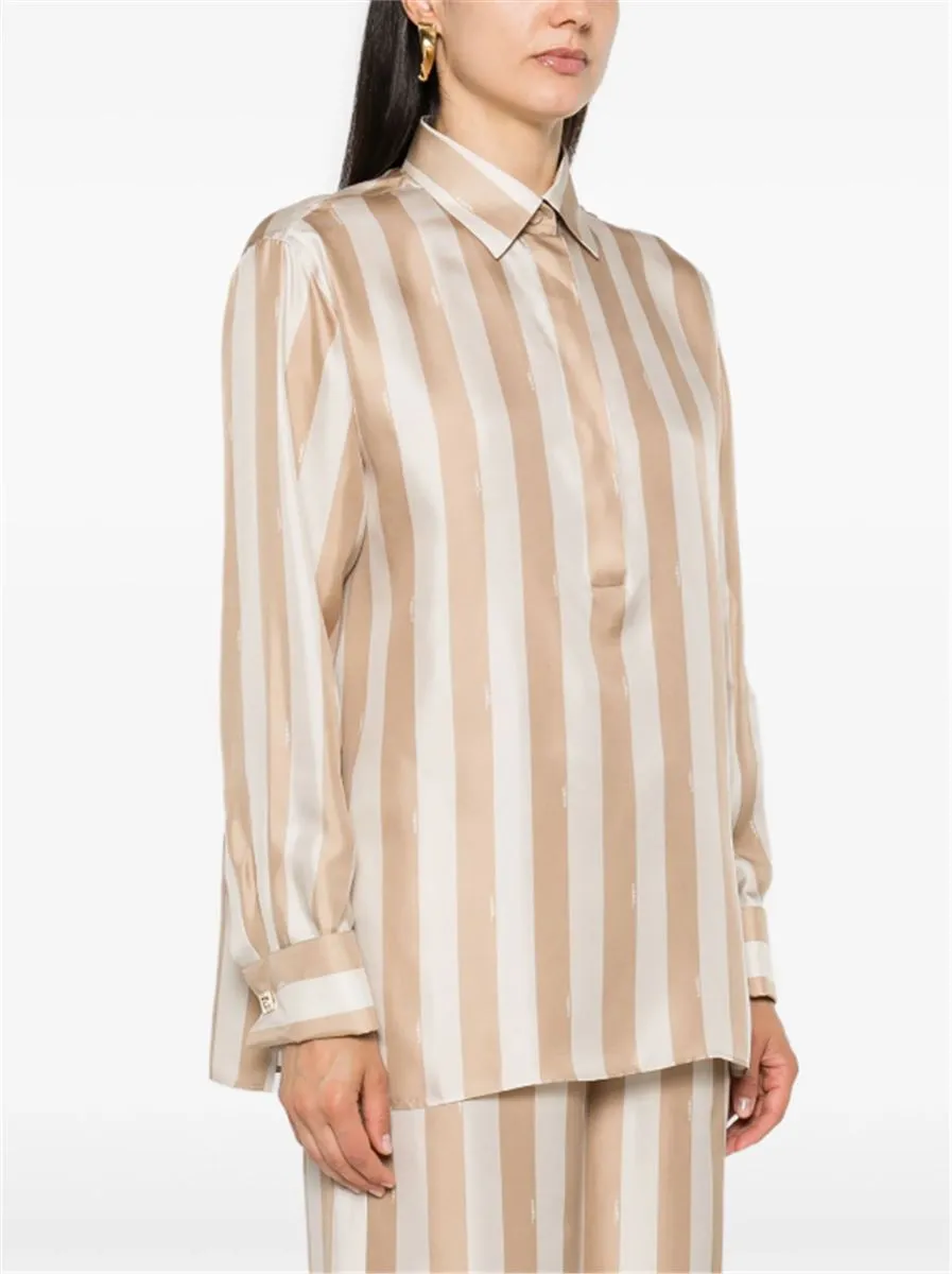 PEQUIN-STRIPE SILK SHIRT