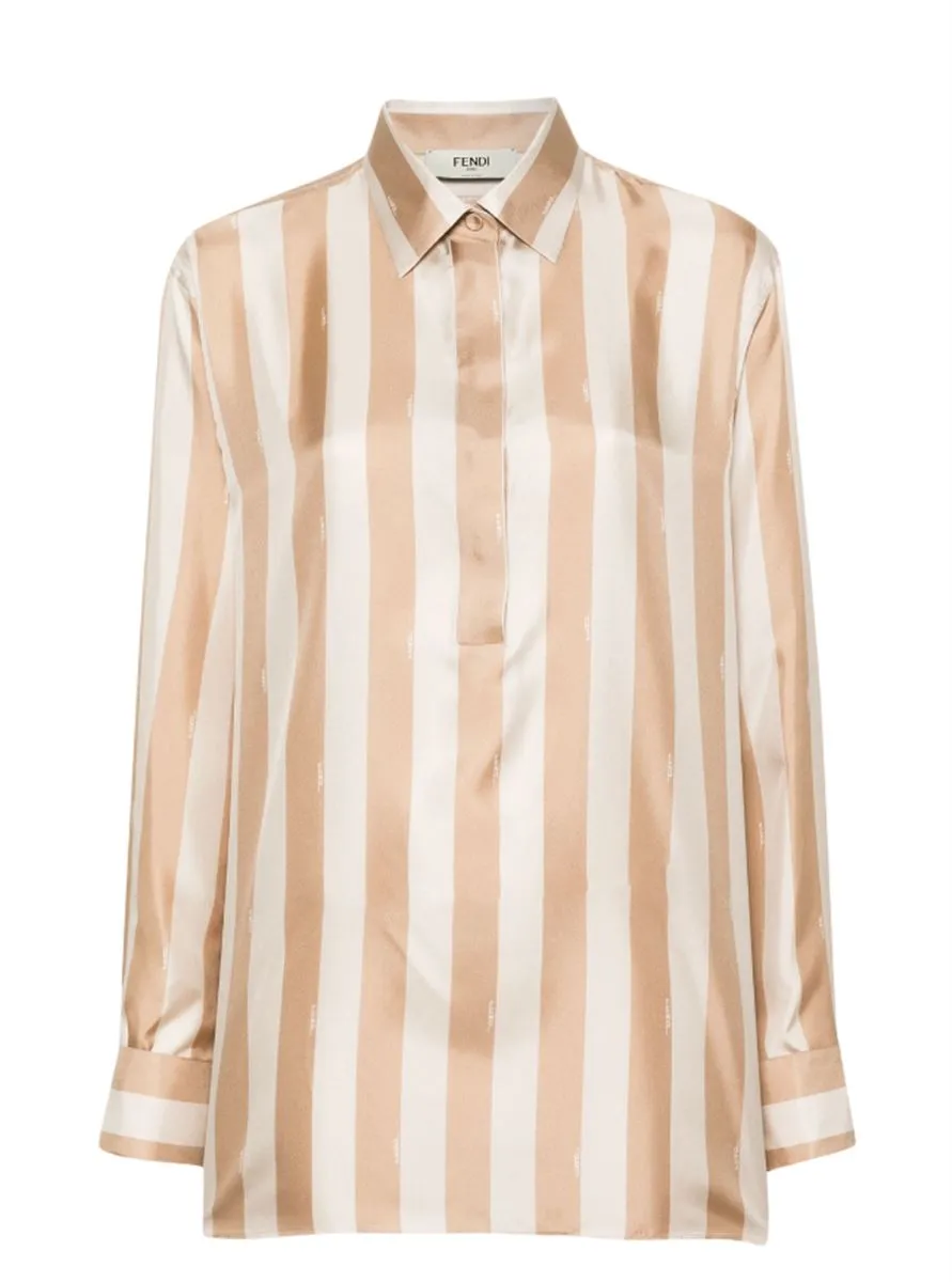 PEQUIN-STRIPE SILK SHIRT