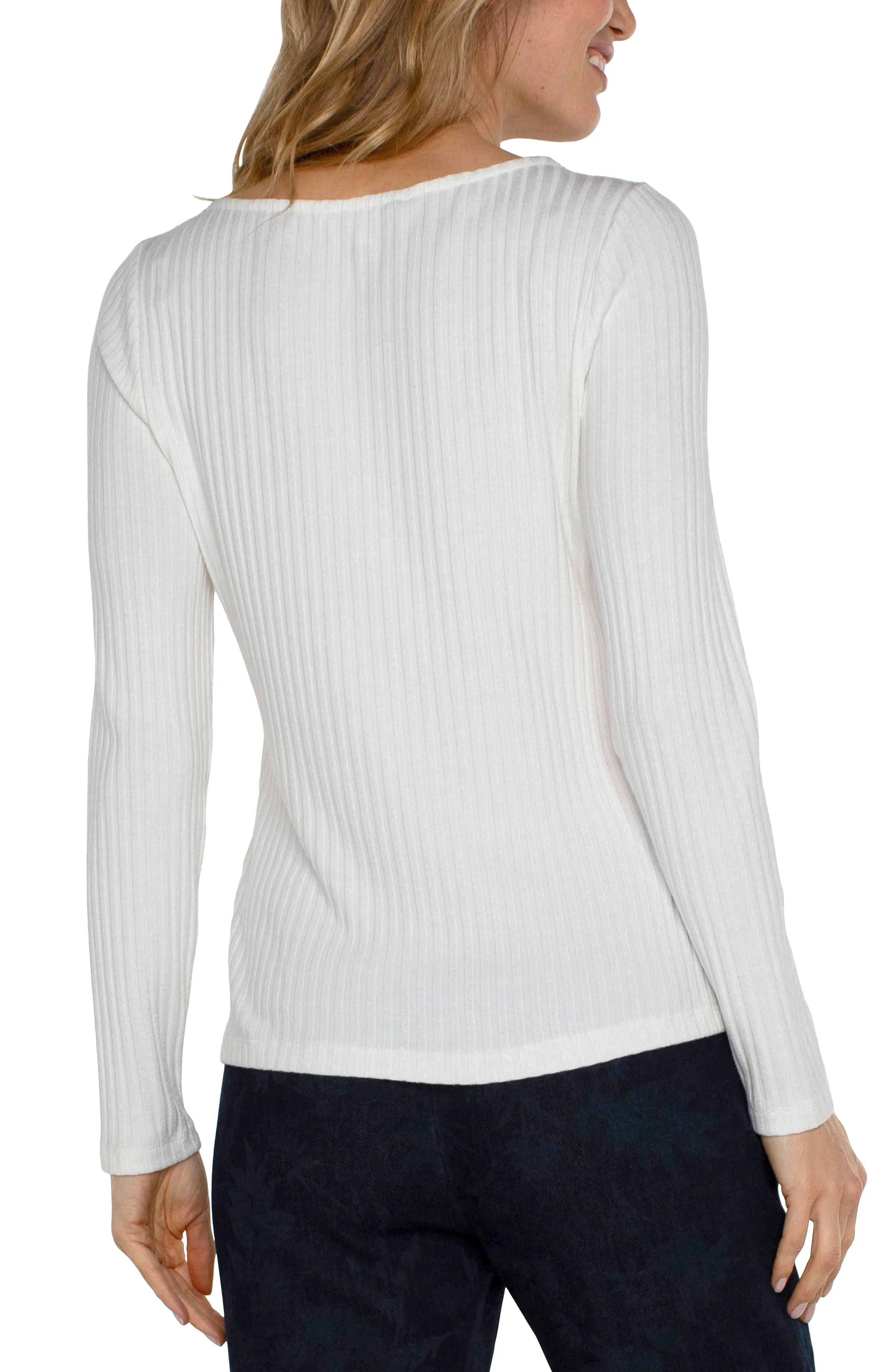 PETITE LONG SLEEVE BOAT NECK KNIT TOP