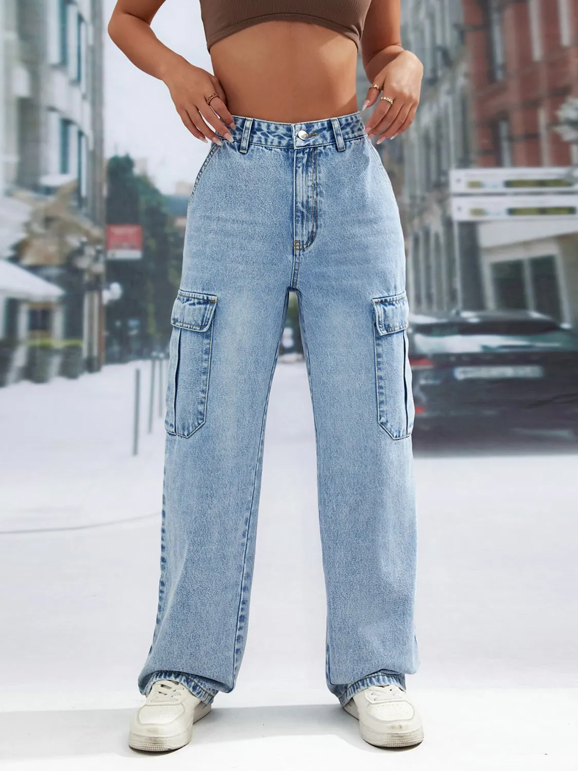 Pocketed Long Jeans