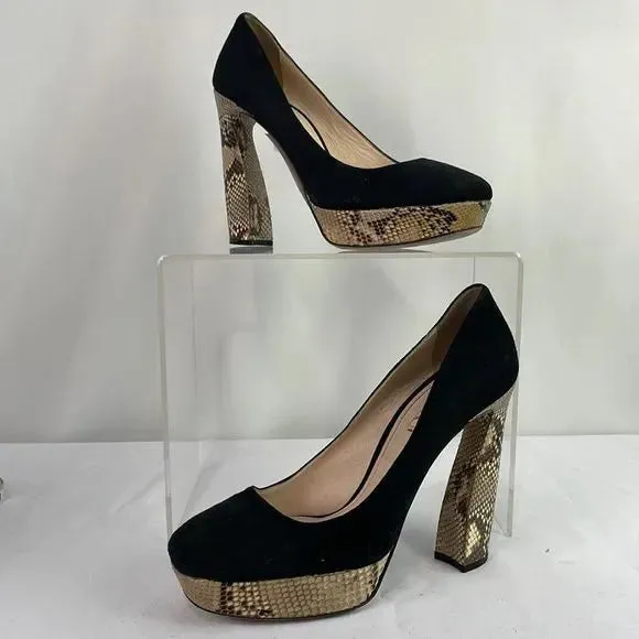 Prada Black With Snake Platform Shaped Heels Shoes