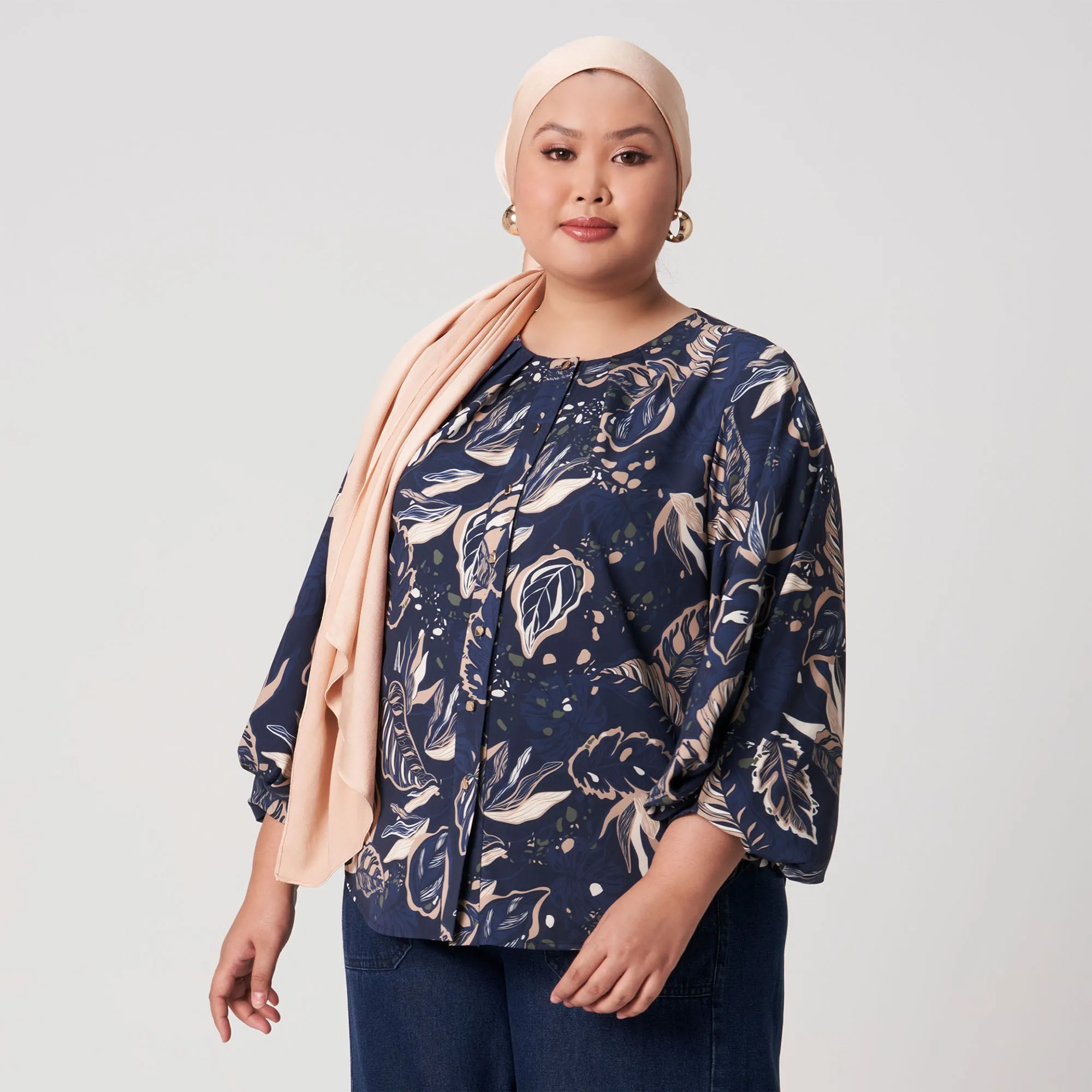 Printed Lantern Sleeve Top