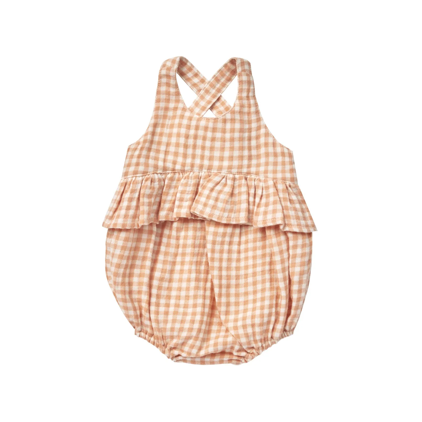 Quincy Mae Penny Romper - Melon Gingham