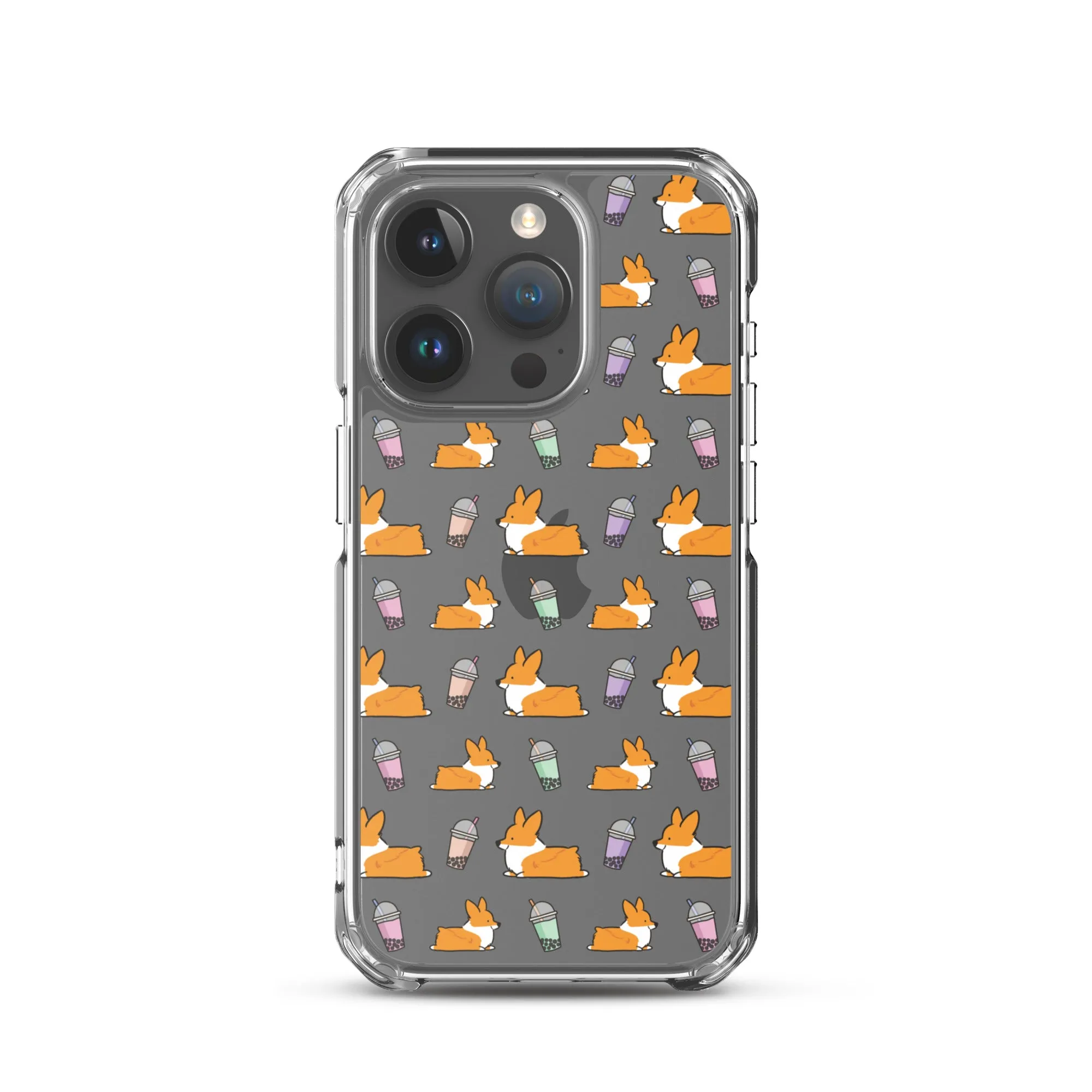 "Bubble Tea Corgis" Clear iPhone Case