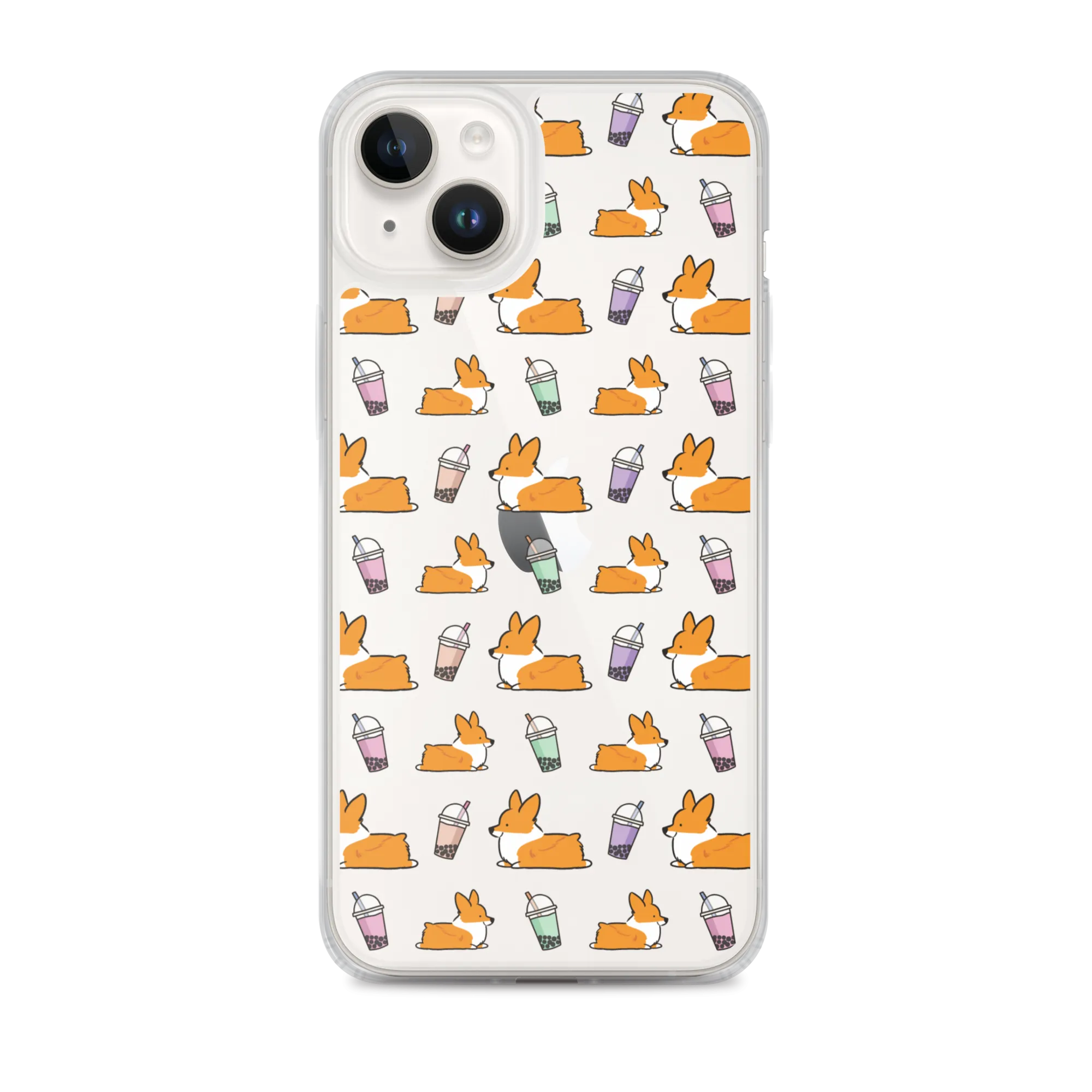 "Bubble Tea Corgis" Clear iPhone Case