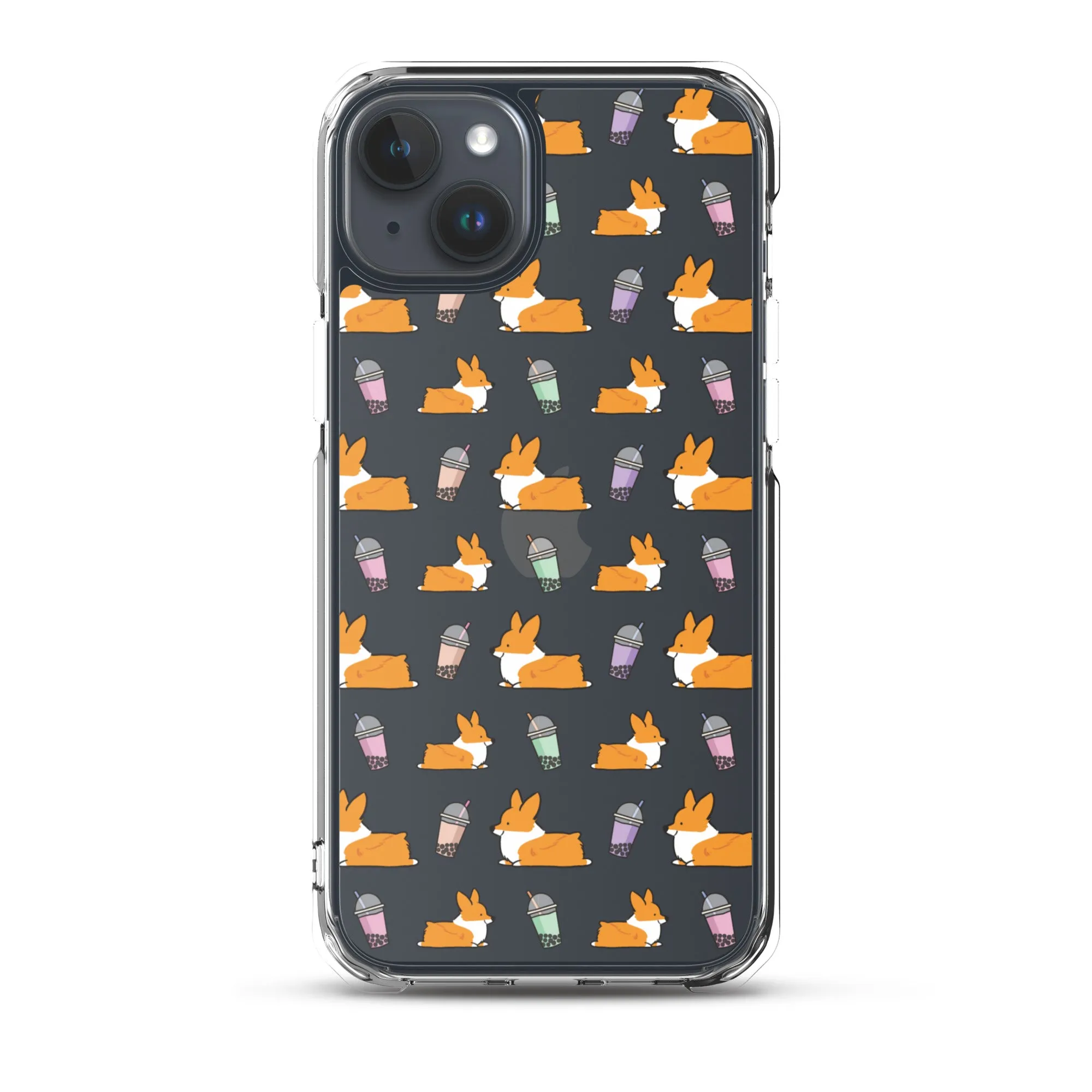 "Bubble Tea Corgis" Clear iPhone Case