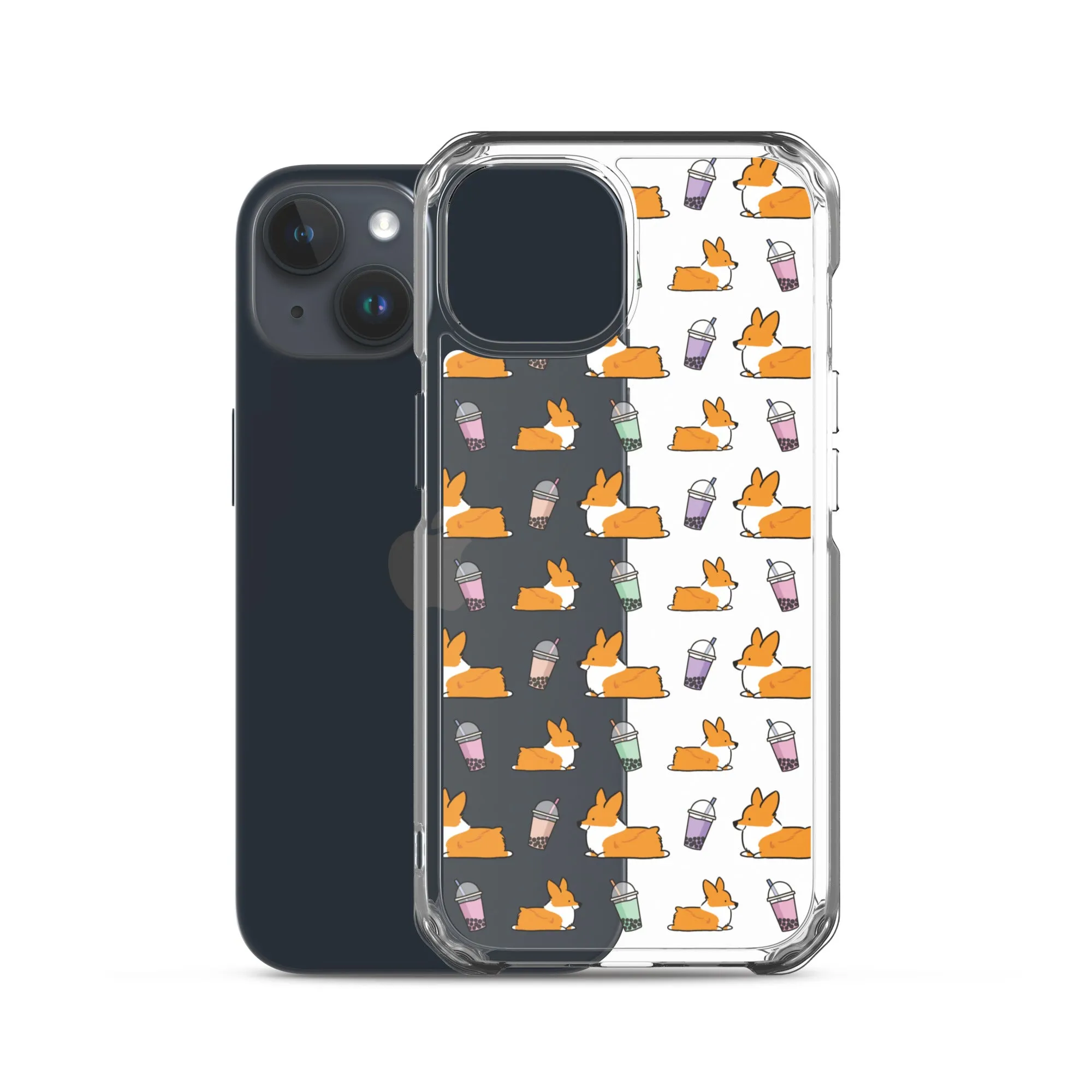 "Bubble Tea Corgis" Clear iPhone Case