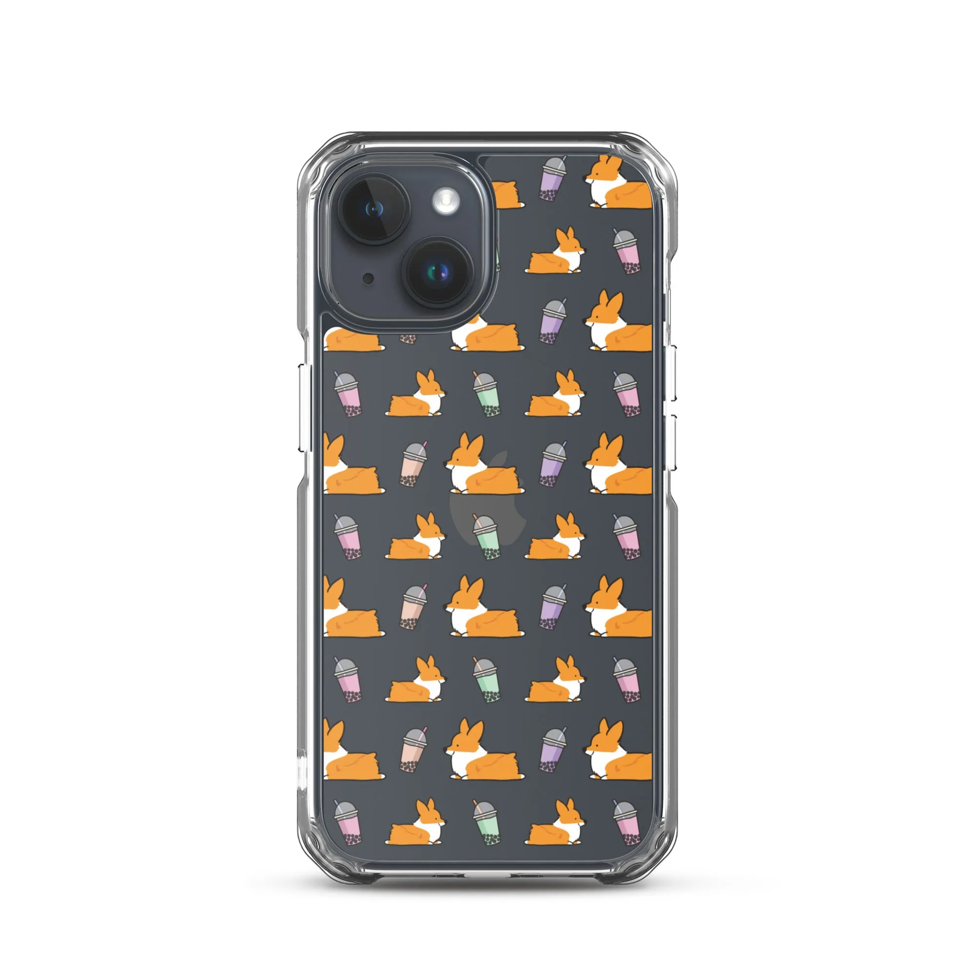 "Bubble Tea Corgis" Clear iPhone Case