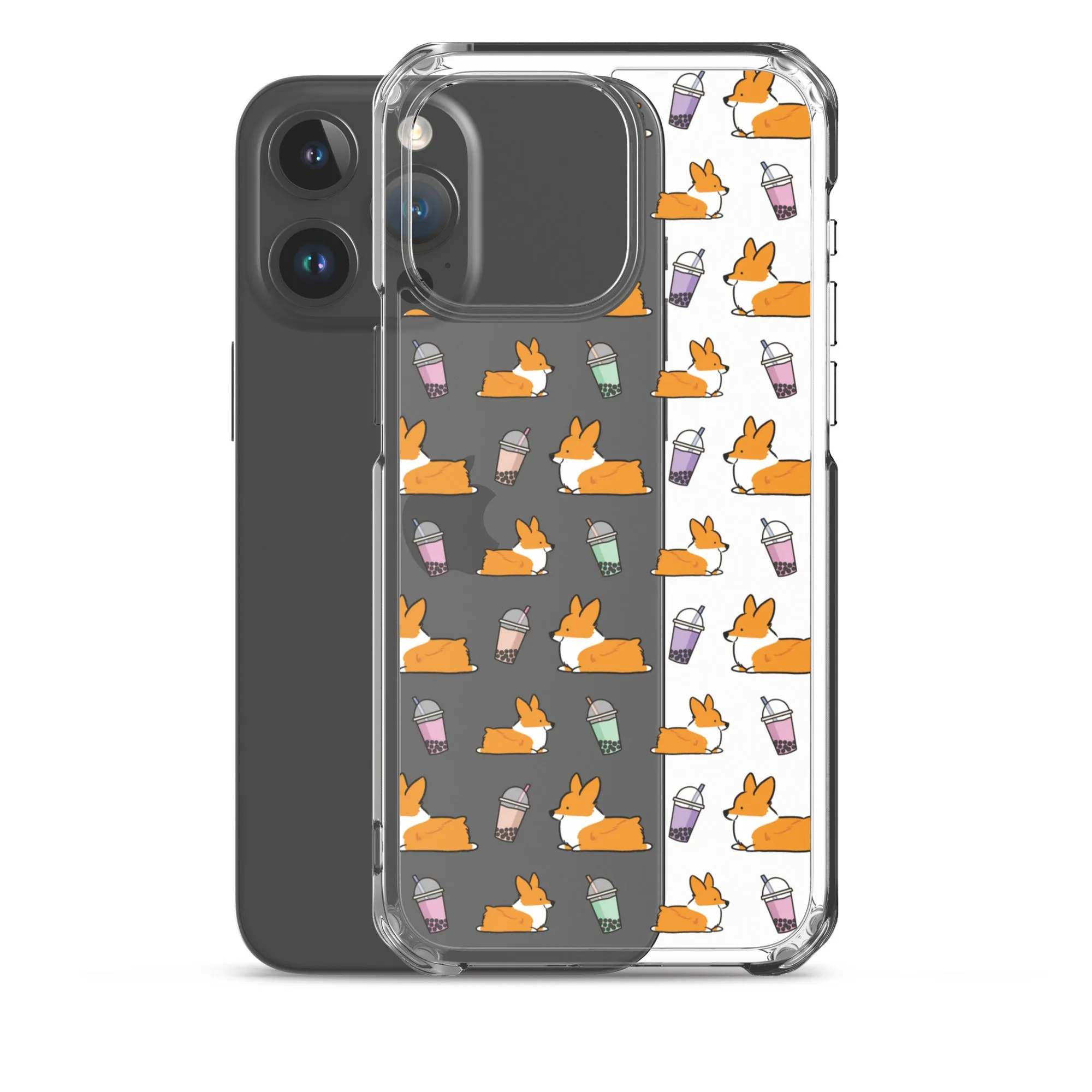 "Bubble Tea Corgis" Clear iPhone Case