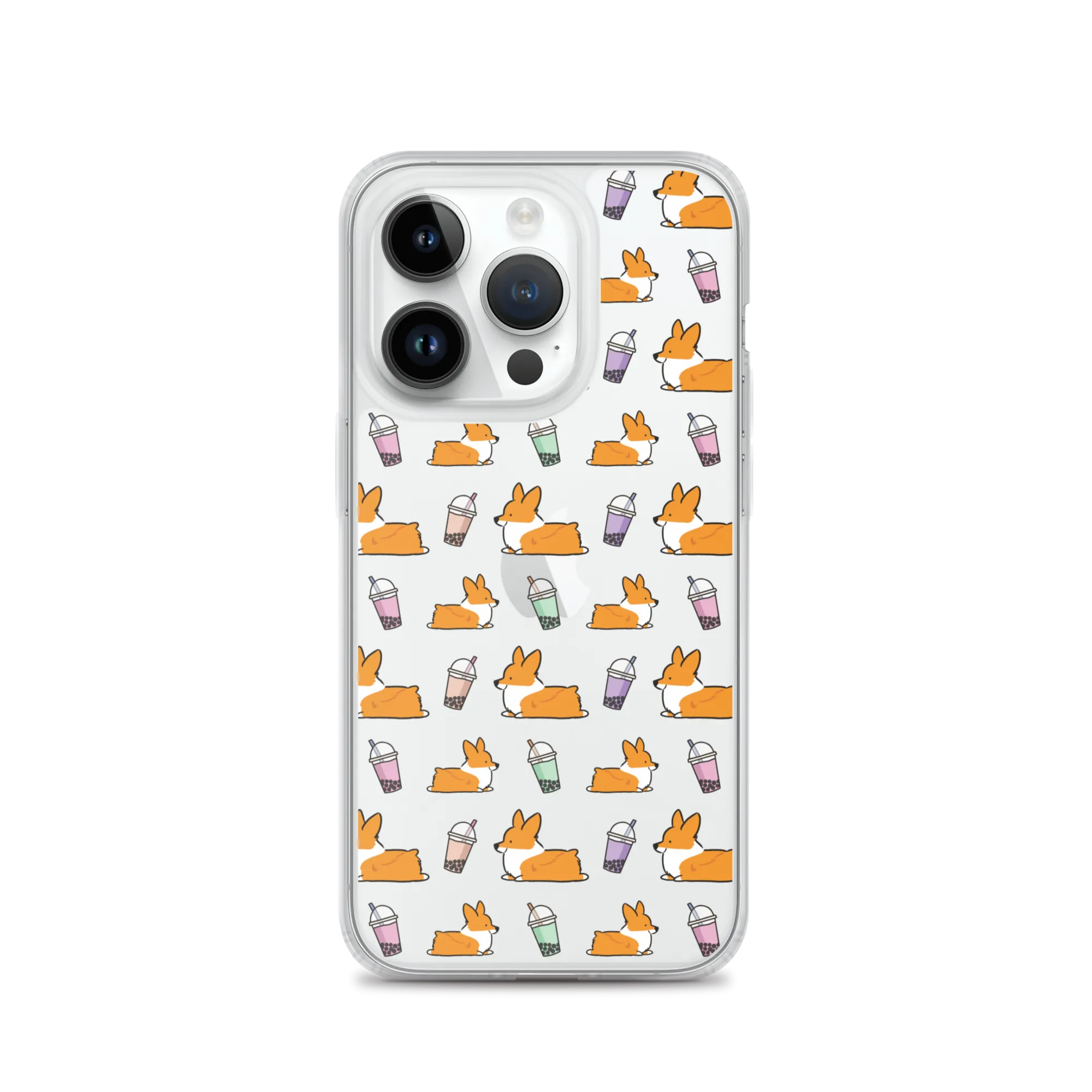 "Bubble Tea Corgis" Clear iPhone Case