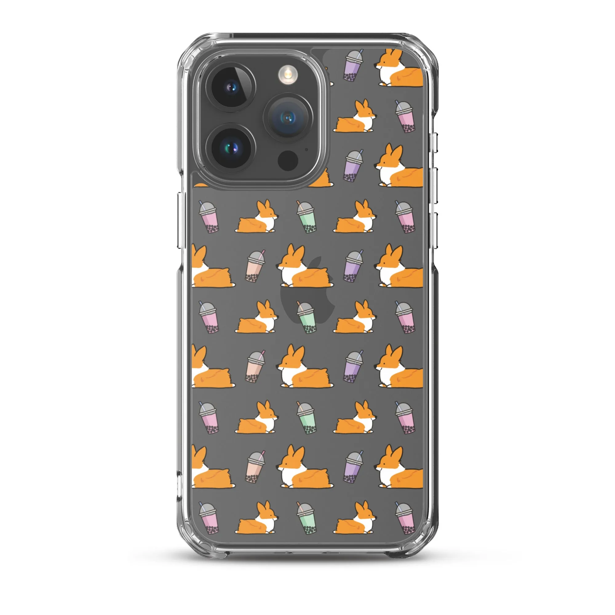 "Bubble Tea Corgis" Clear iPhone Case