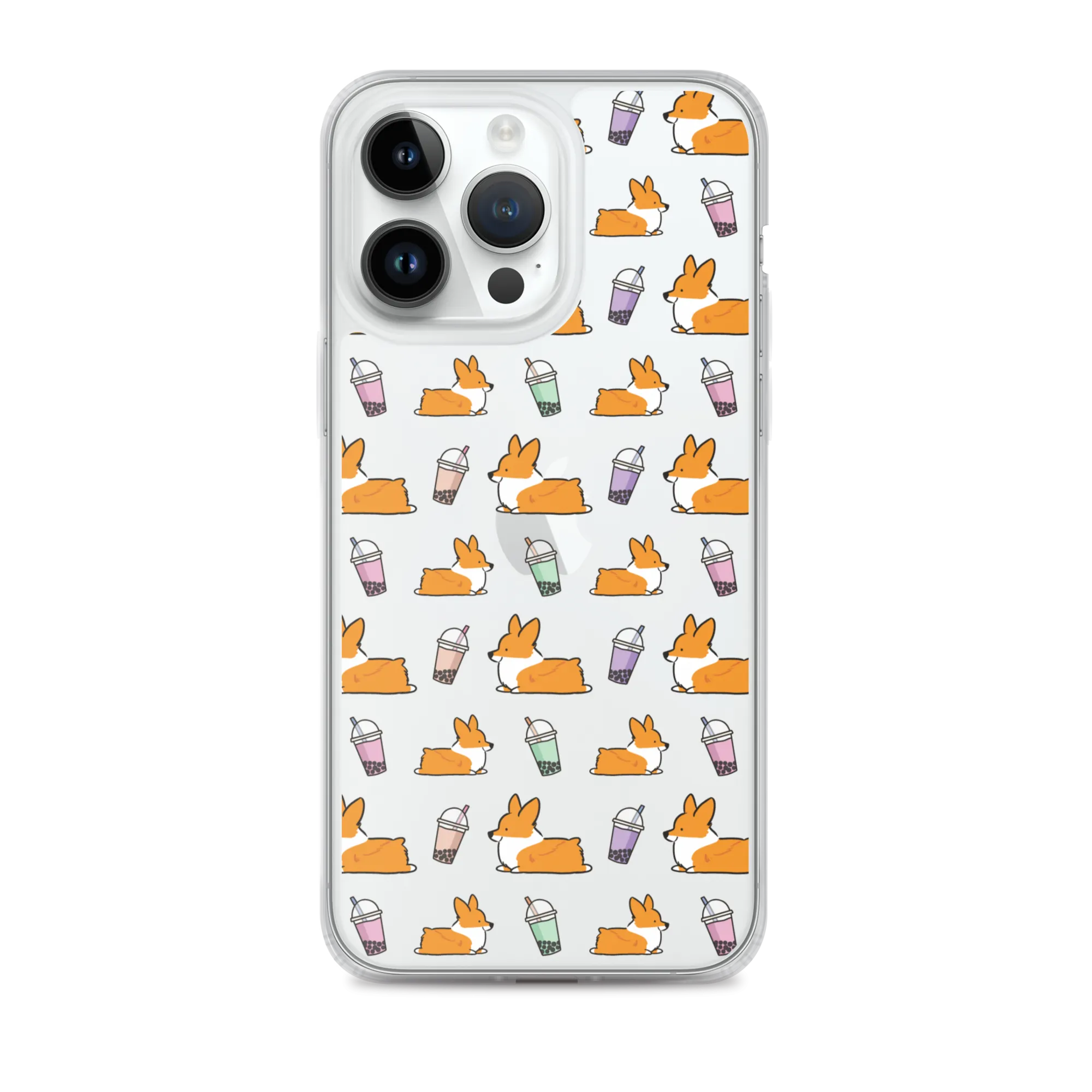 "Bubble Tea Corgis" Clear iPhone Case