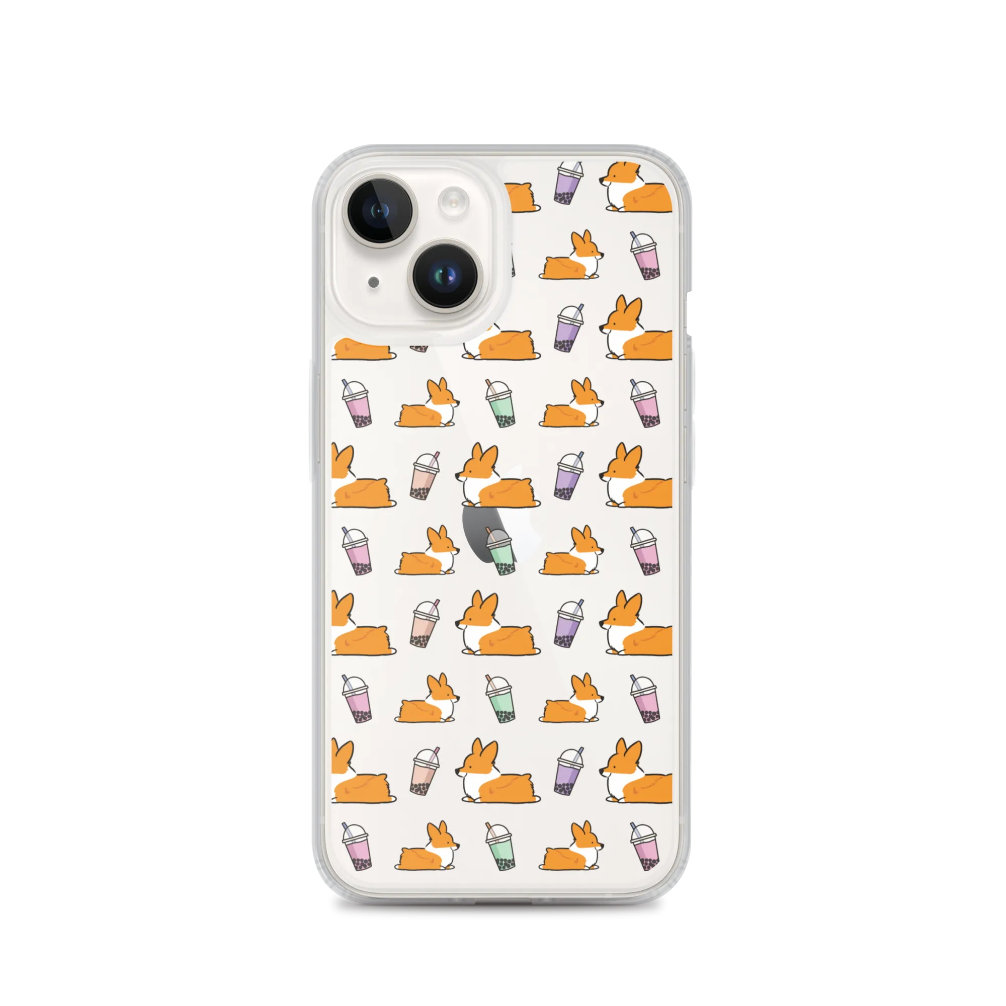 "Bubble Tea Corgis" Clear iPhone Case