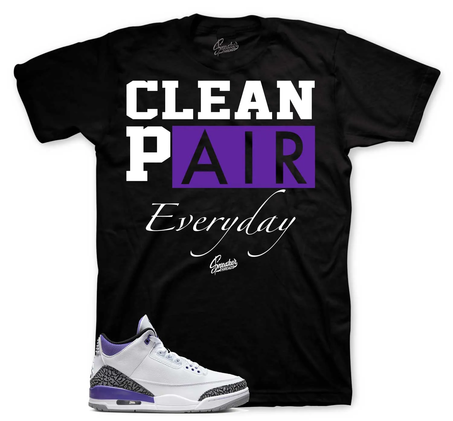 Retro 3 Dark Iris Shirt - Clean Pair - Black