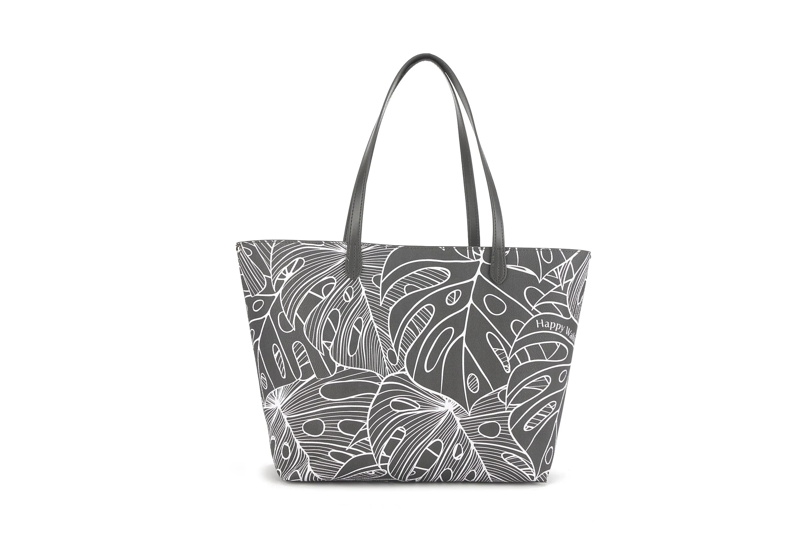 Reversible Tote Nancy Large Monstera Lines Grey