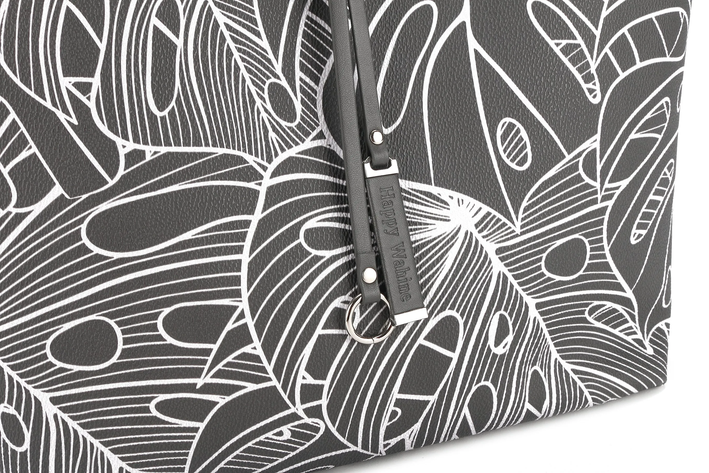 Reversible Tote Nancy Large Monstera Lines Grey