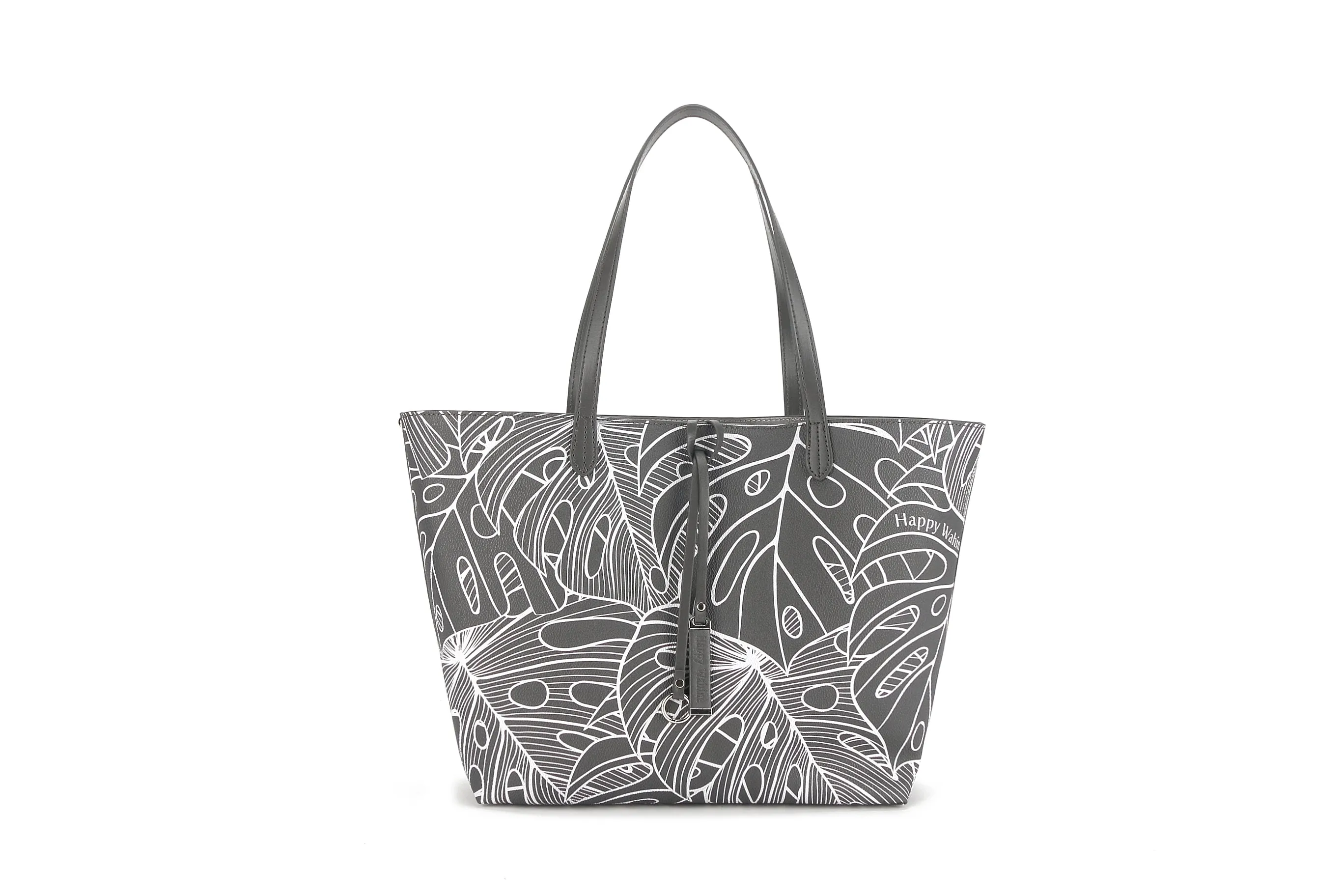 Reversible Tote Nancy Large Monstera Lines Grey