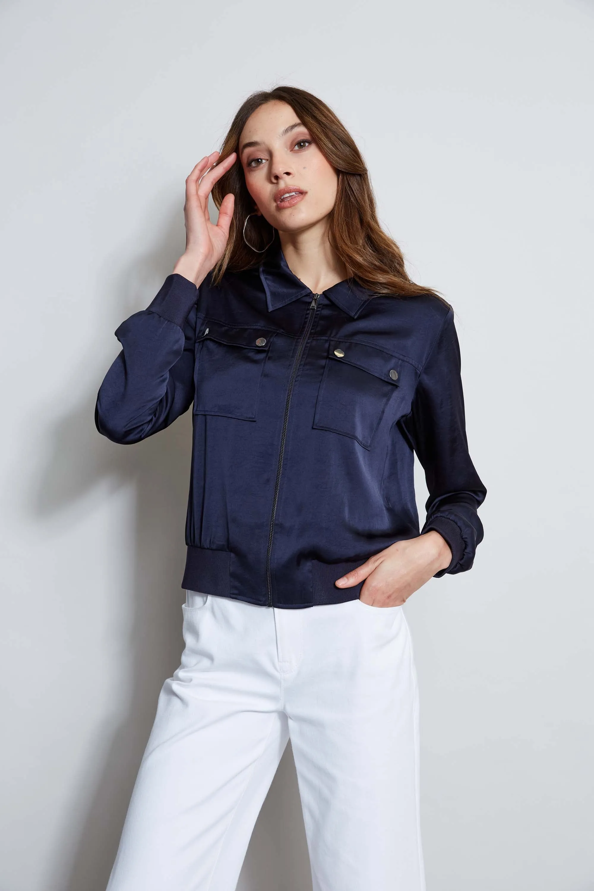 Satin Utility Pocket Jacket