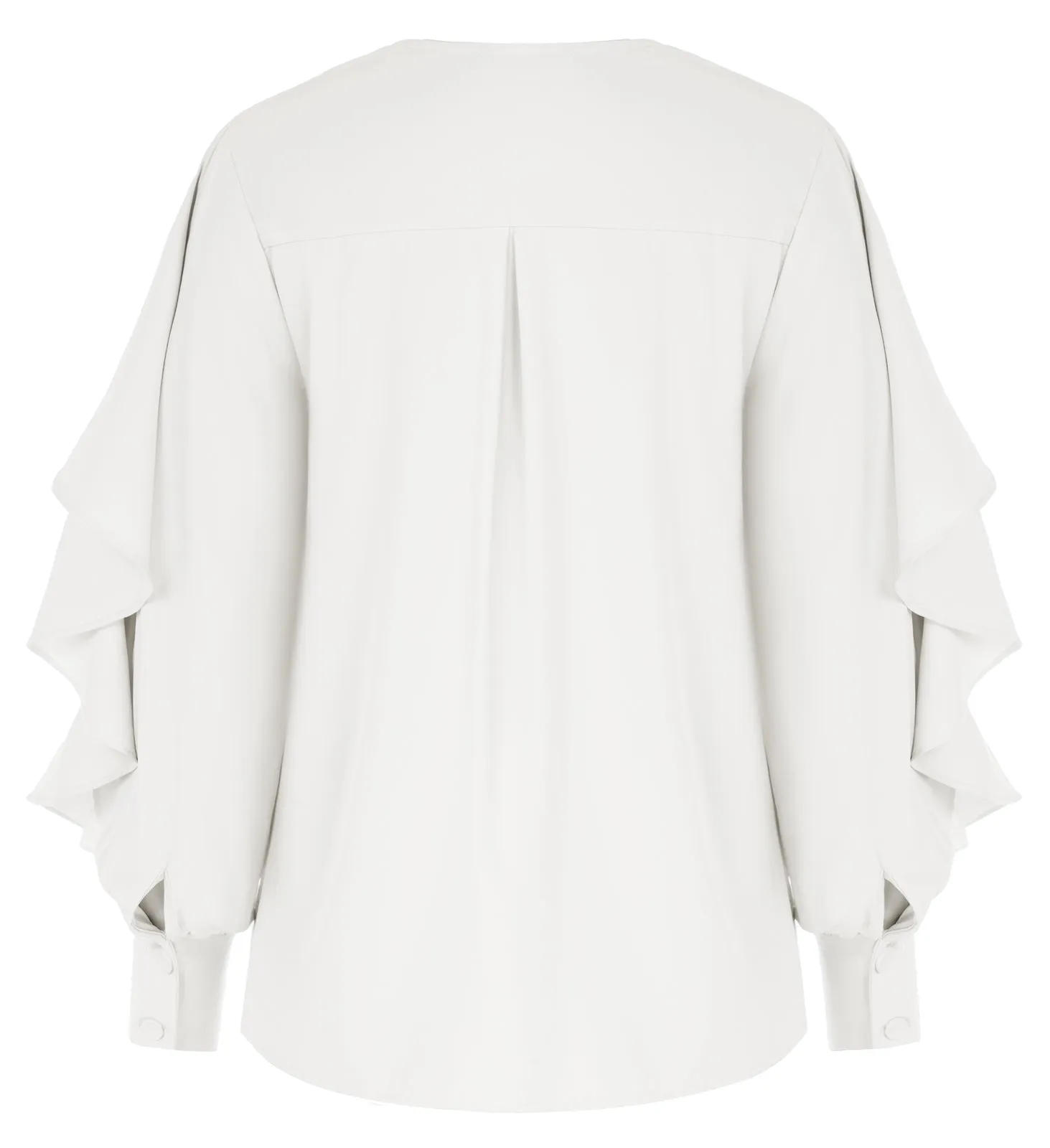 Seckill Offer⌛Ruffle Decorated Shirt Long Sleeve V-Neck Button-up Tops