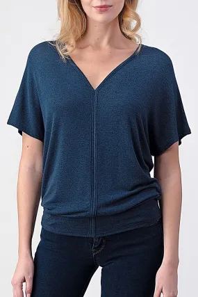 Short Dolman Sleeve V-neck Tops