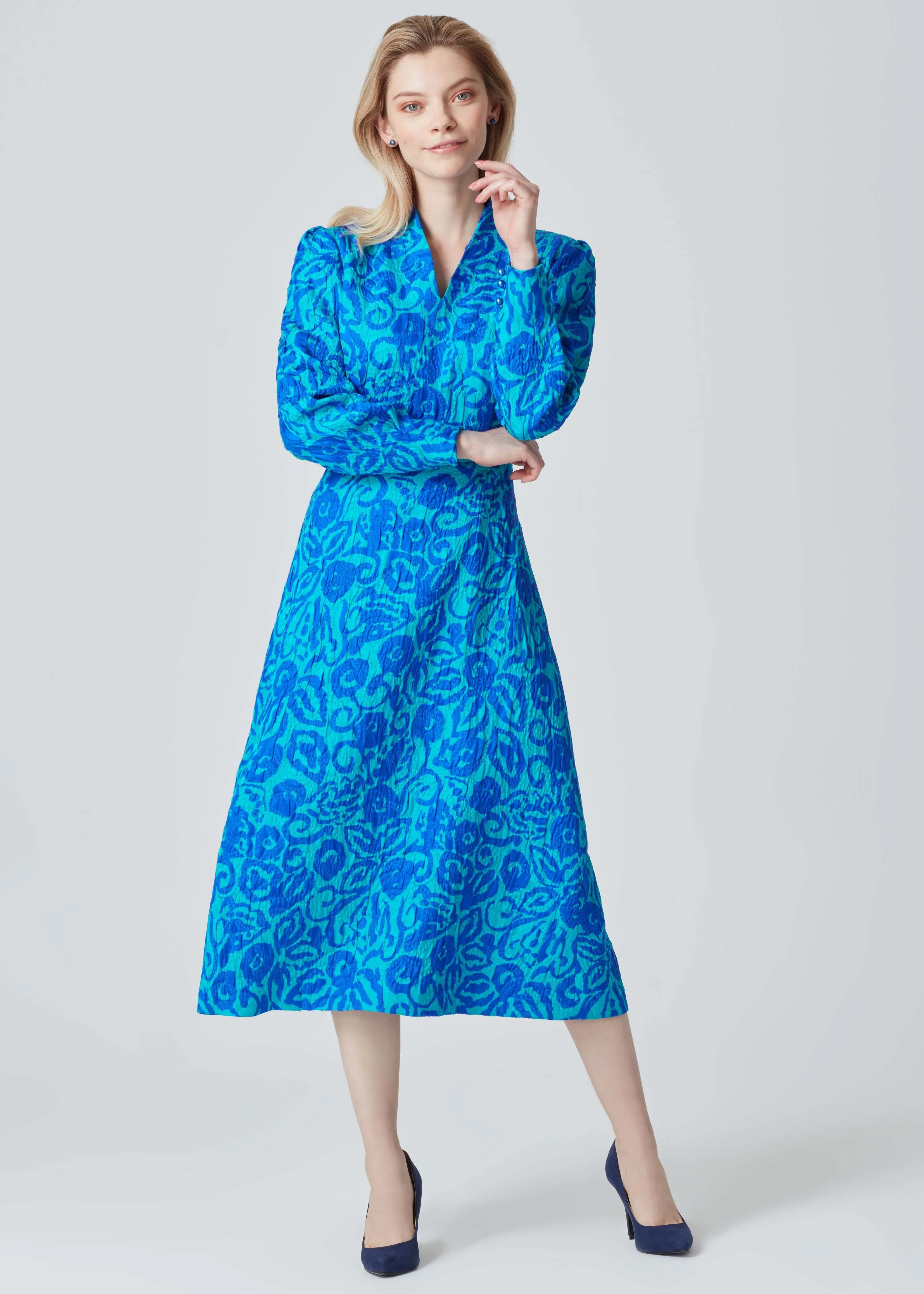 Smart Dress in Silk/Wool Printed Matelassé - Sophie