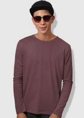 Solid Men Full Sleeve T-Shirt - Mauve Taupe