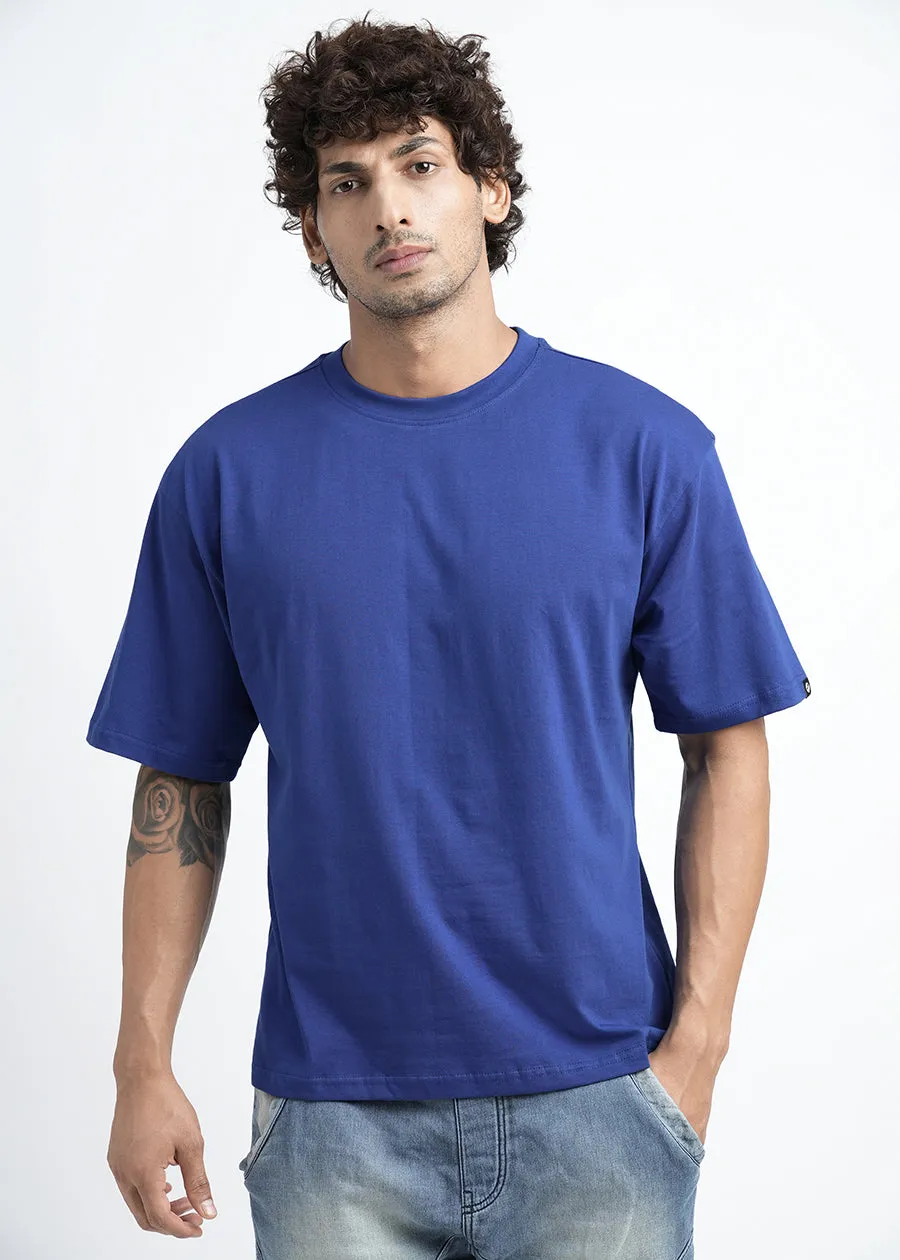 Solid Men Oversized T-Shirt - Blue