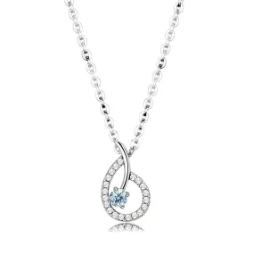 Stainless Steel Chain Pendant CZ in Sea Blue-M H W ACCESSORIES