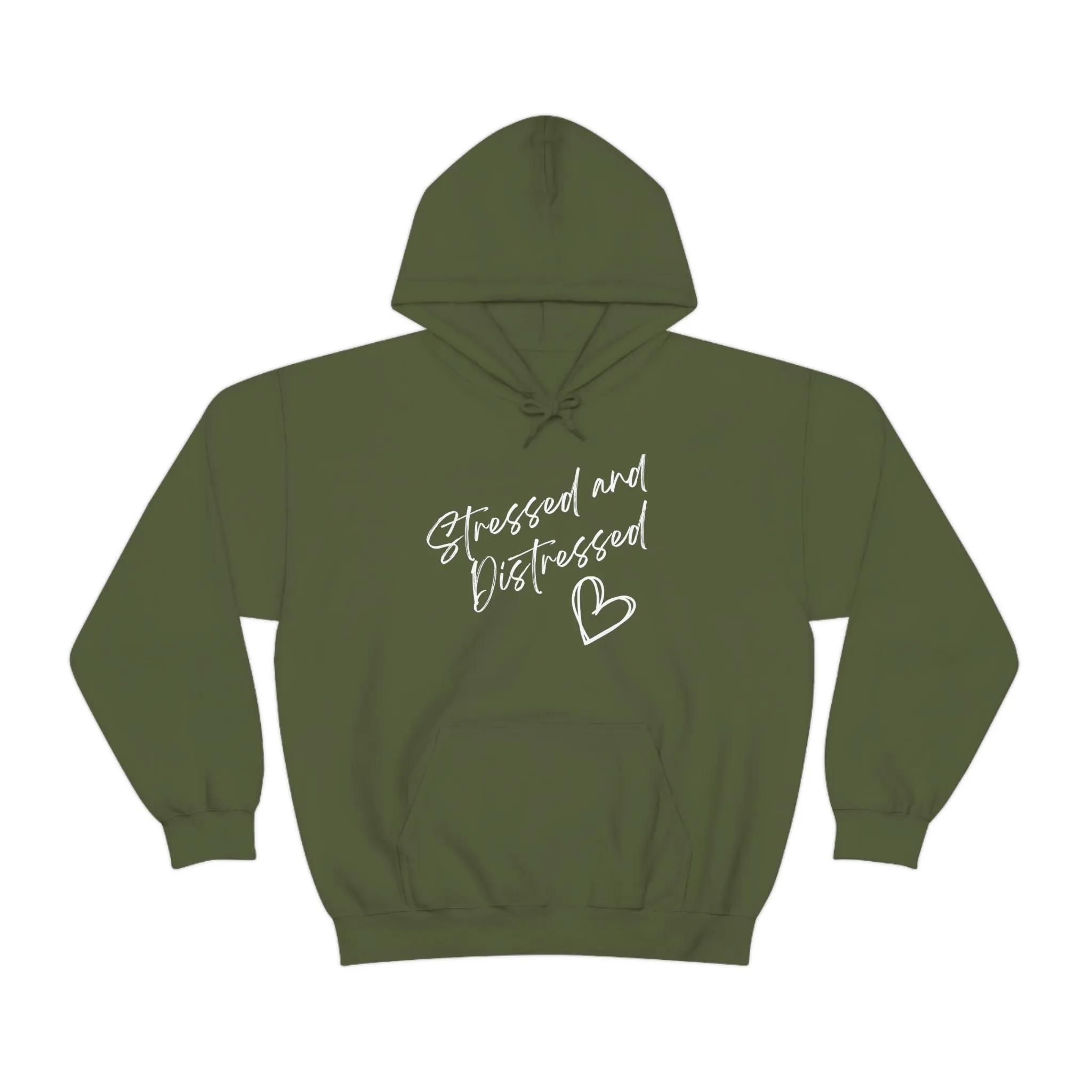 Stressed and Distressed Hooded Sweatshirt (Dark Colors)