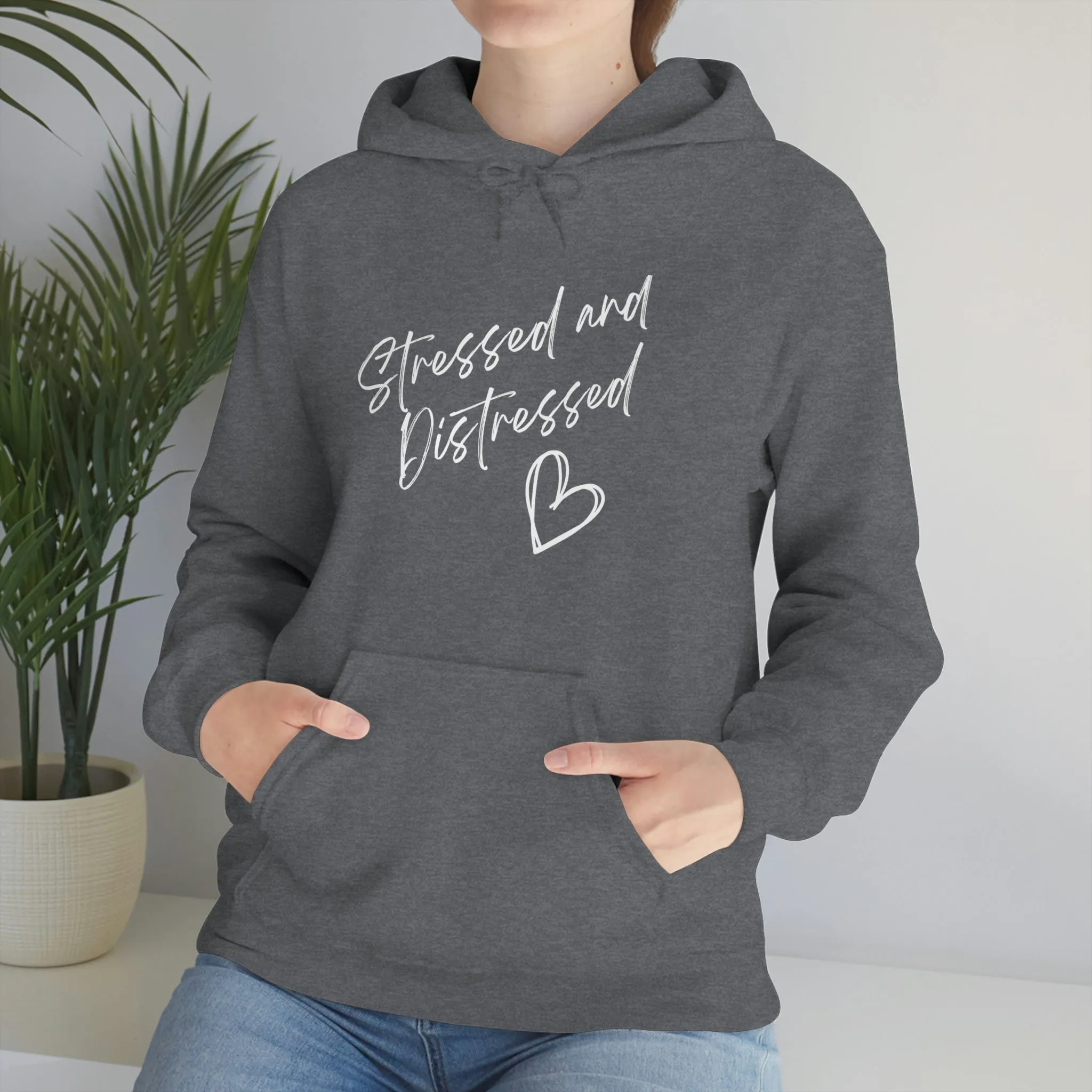 Stressed and Distressed Hooded Sweatshirt (Dark Colors)