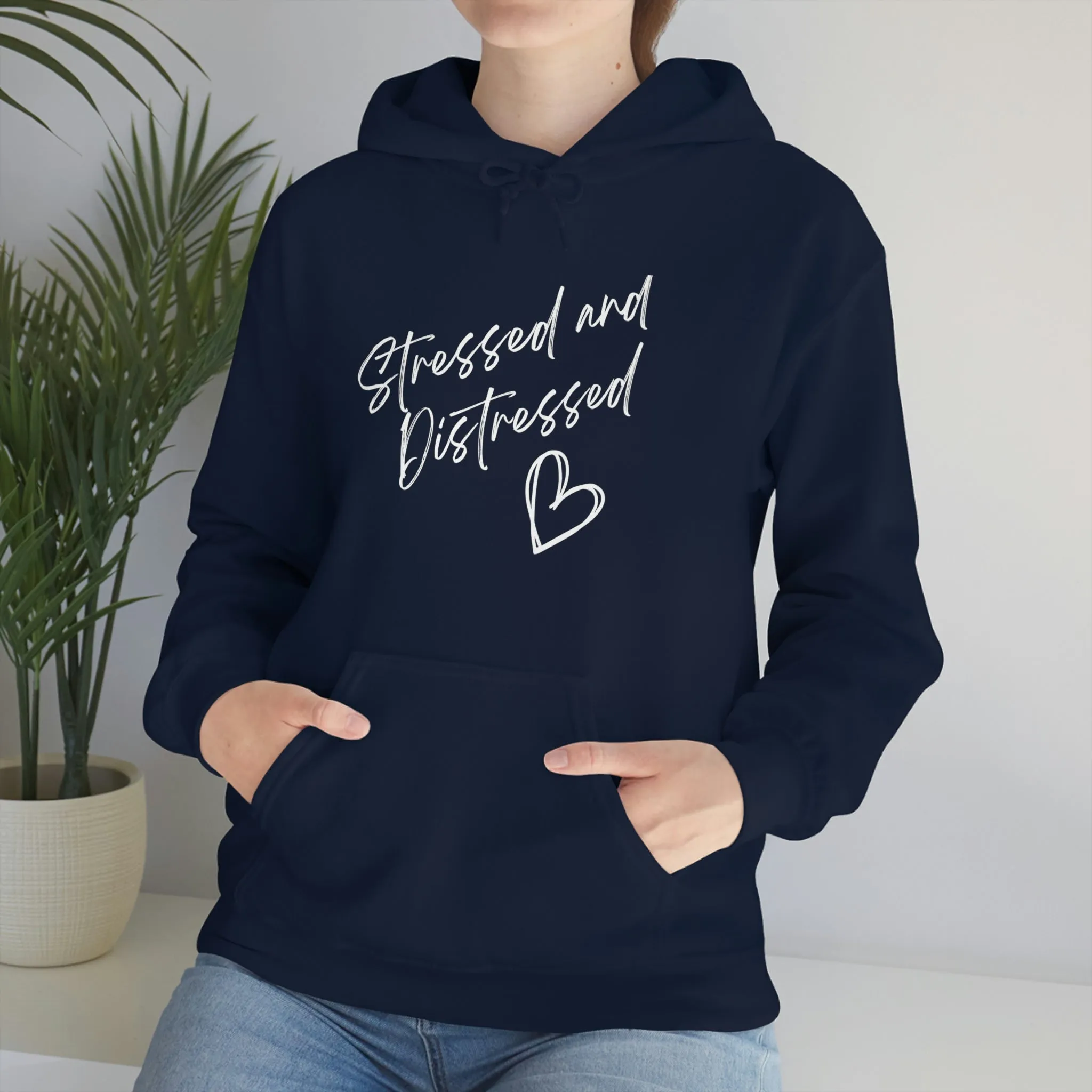 Stressed and Distressed Hooded Sweatshirt (Dark Colors)